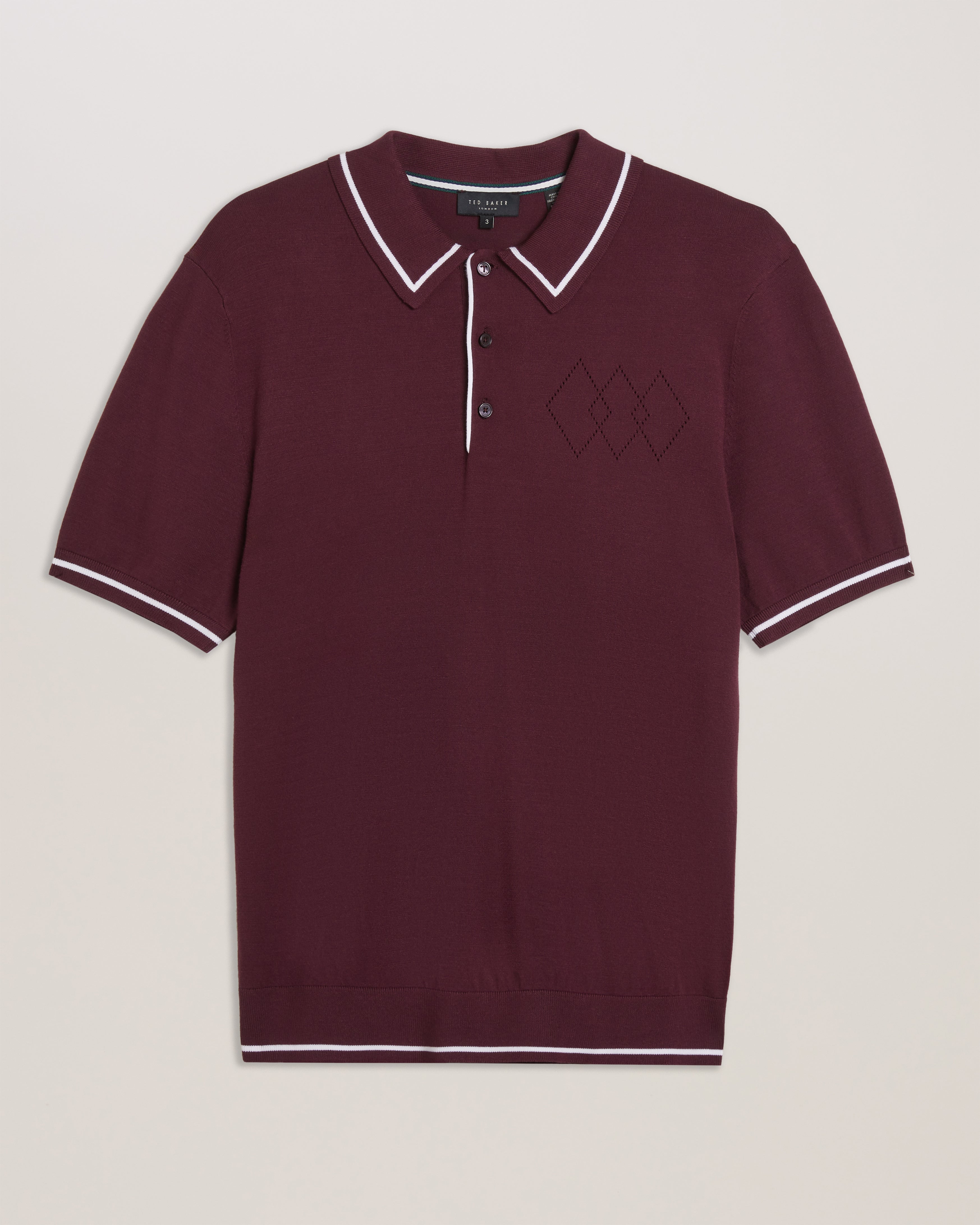 Dunow Ss Pointelle Diamond Polo Maroon