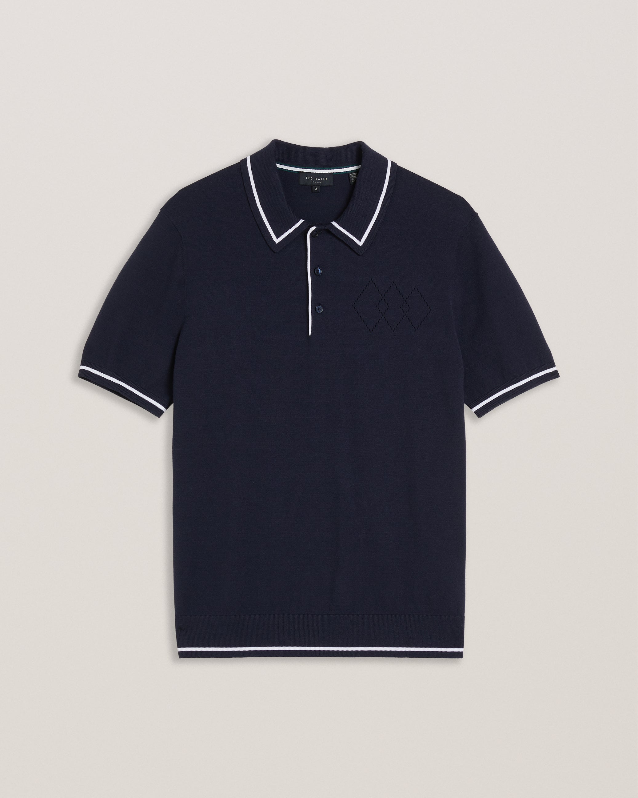 Dunow Ss Pointelle Diamond Polo Navy