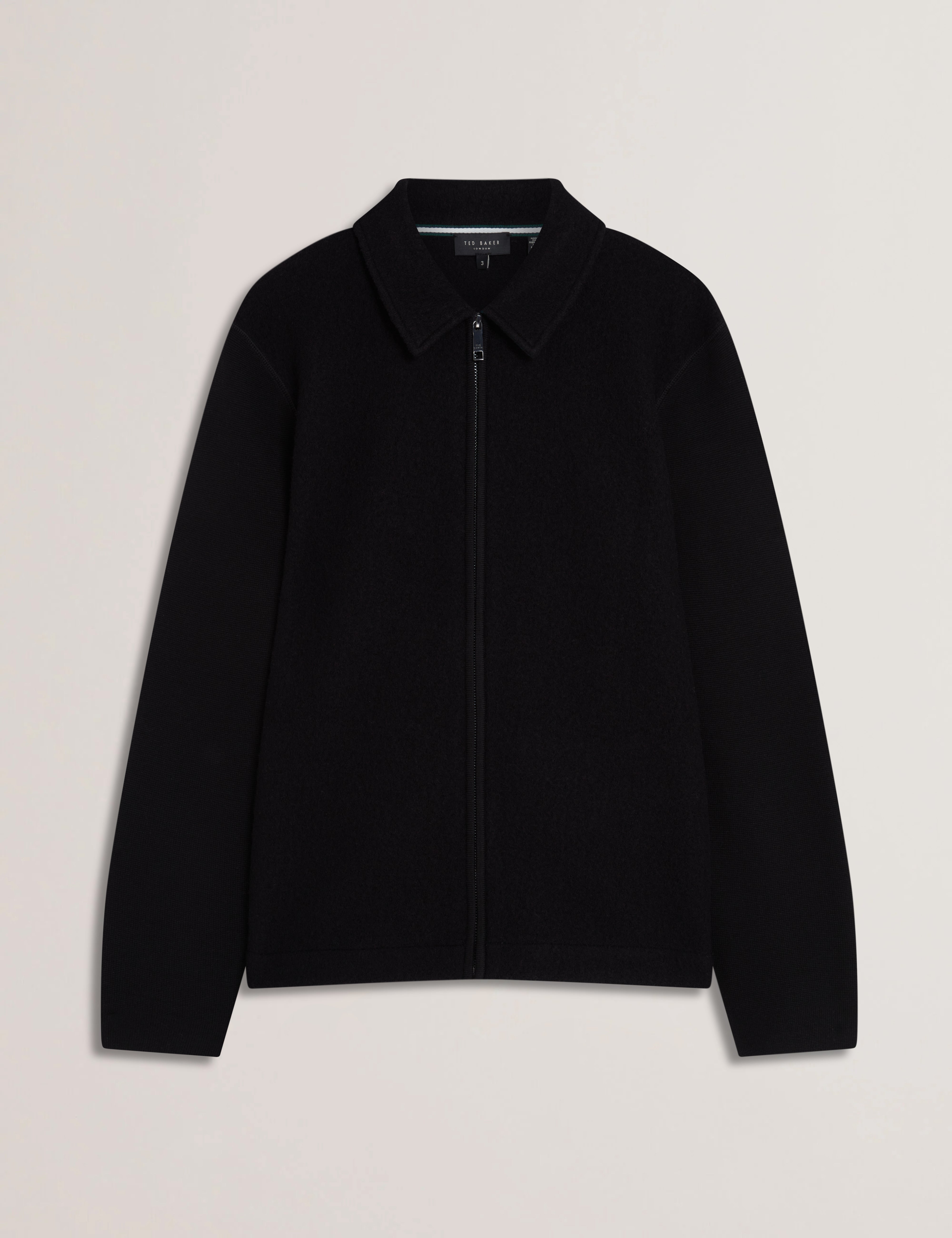 Herling Ls Boucle Wool Zip Through Black