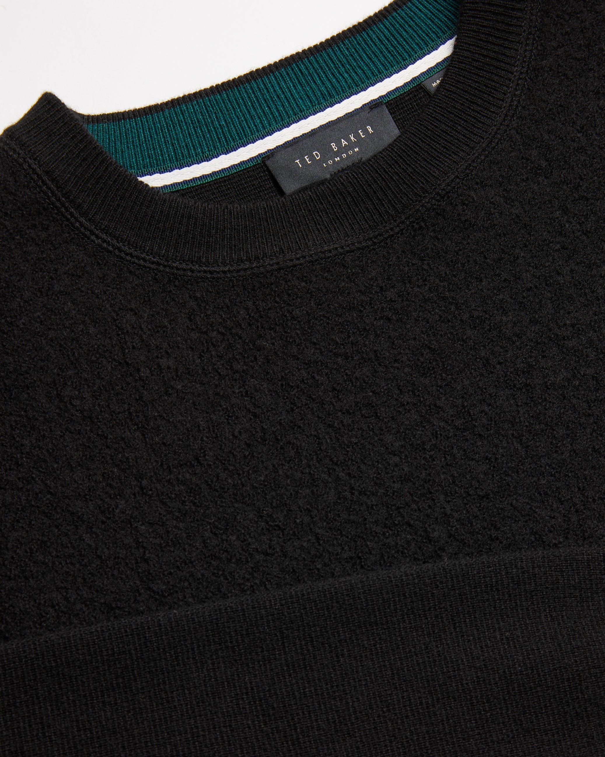 Olmste Long Sleeve Boucle Wool Stitch Crew Neck Black