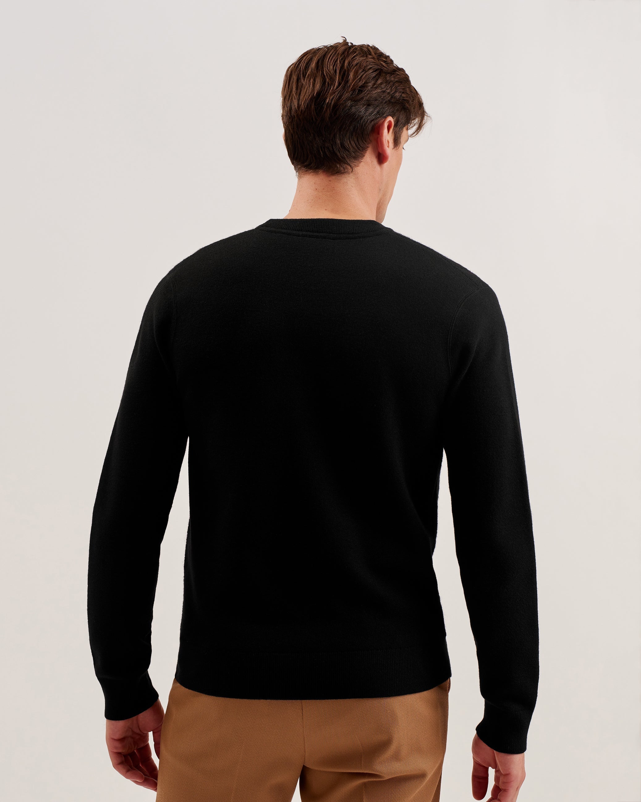 Olmste Long Sleeve Boucle Wool Stitch Crew Neck Black