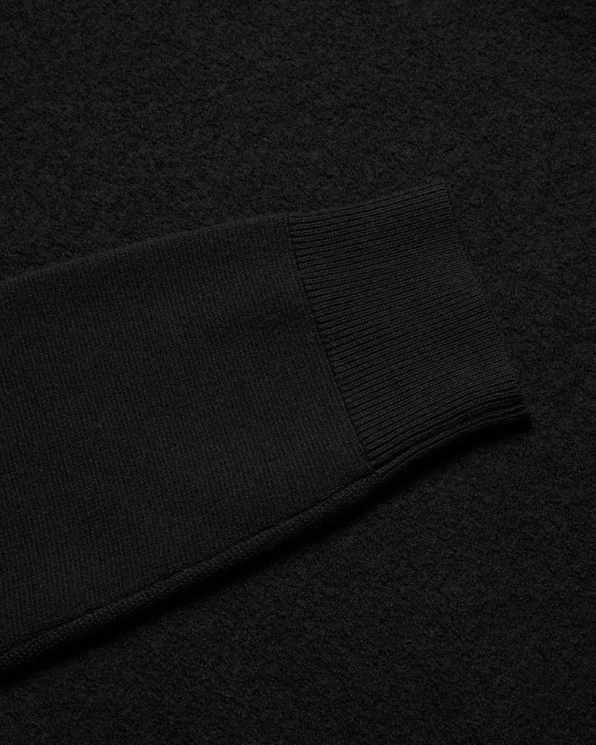 Olmste Long Sleeve Boucle Wool Stitch Crew Neck Black