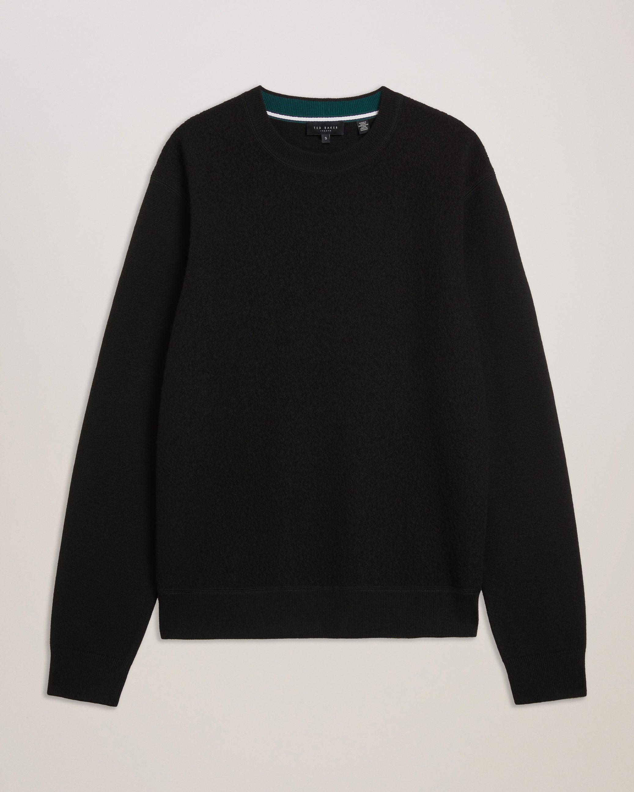 Olmste Long Sleeve Boucle Wool Stitch Crew Neck Black