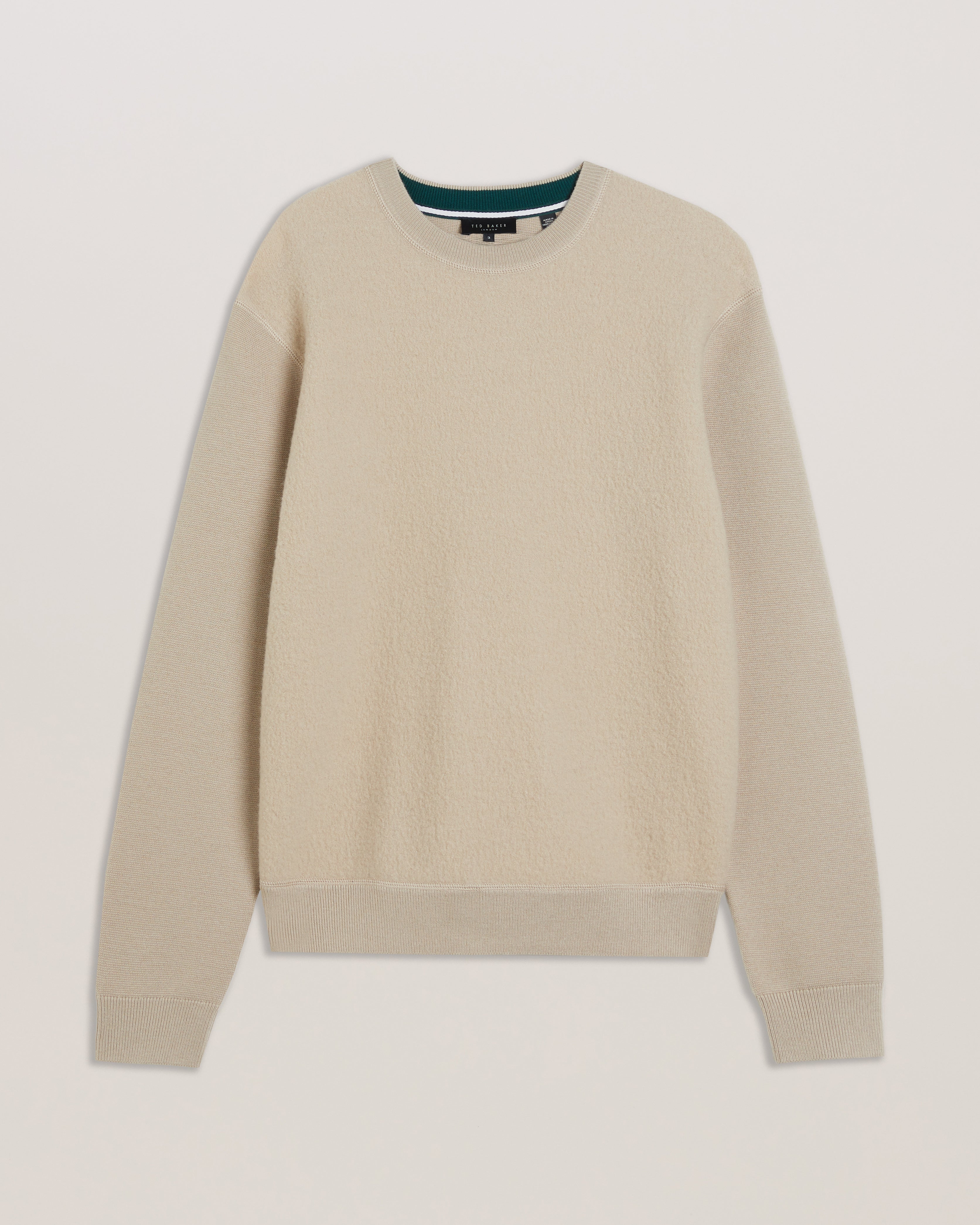 Olmste Long Sleeve Boucle Wool Stitch Crew Neck Taupe