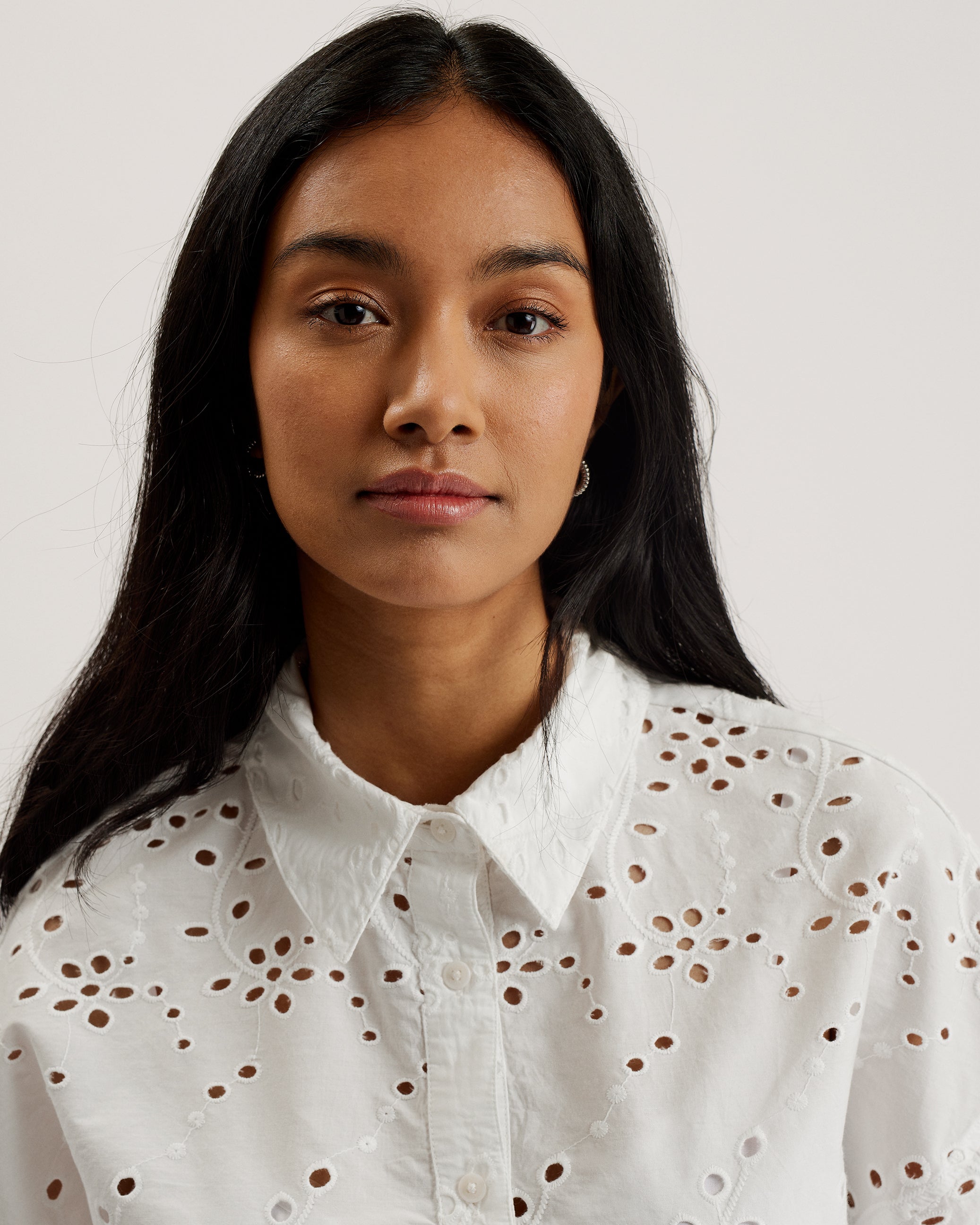 Kilkis Broderie Cropped Shirt White