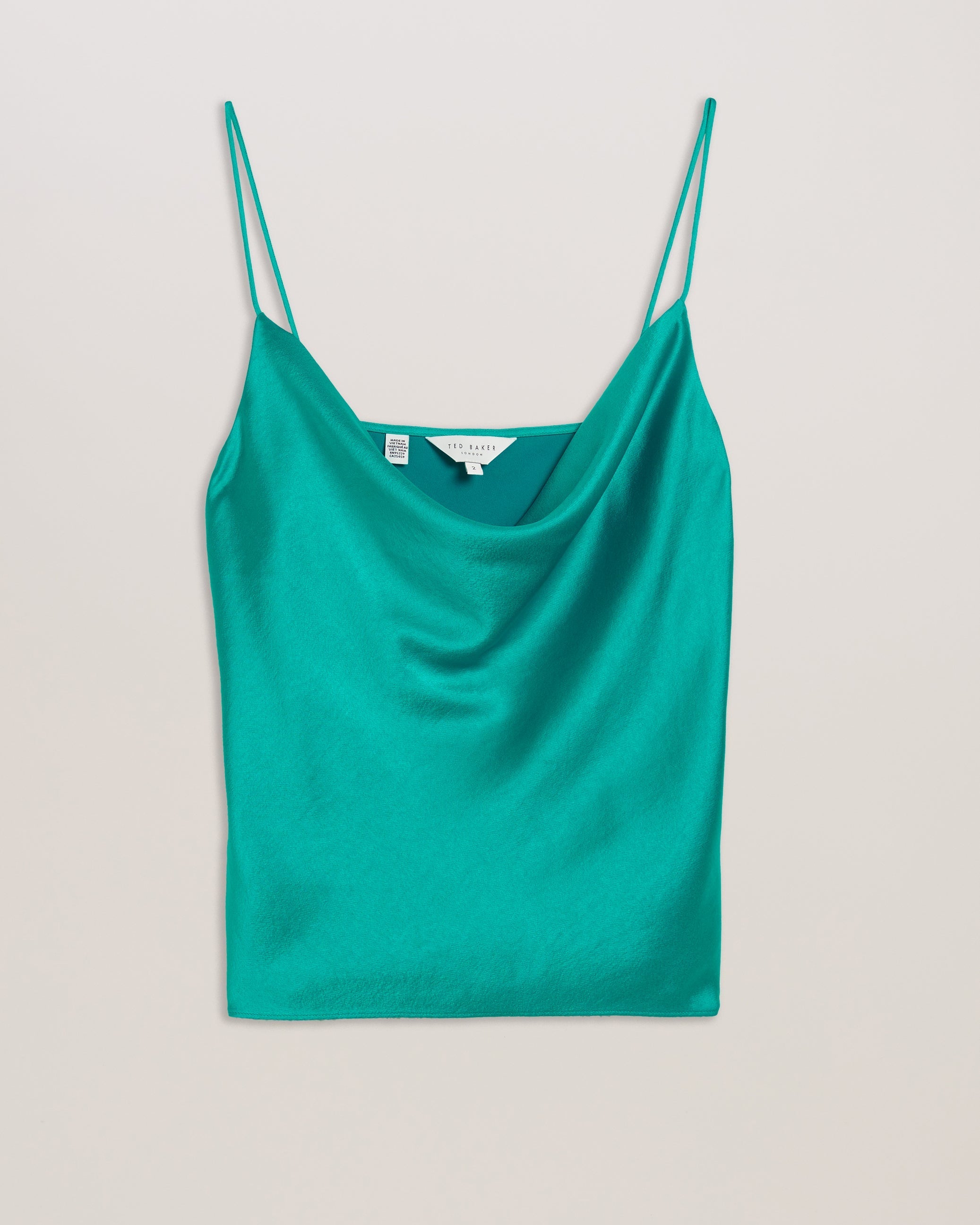 Kiti Satin Cowl Neck Cami Top Brt Green