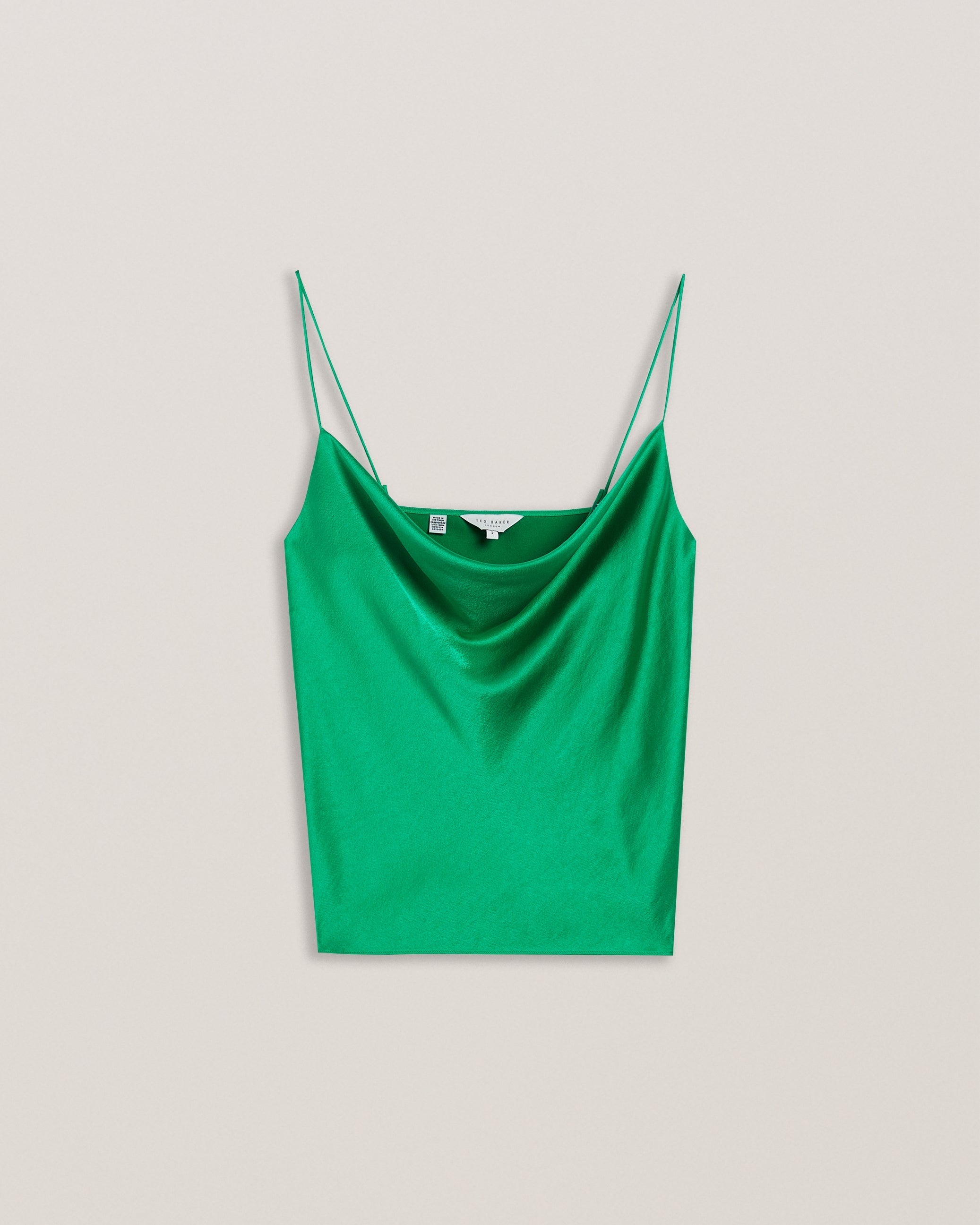 Kiti Satin Cowl Neck Cami Top Green