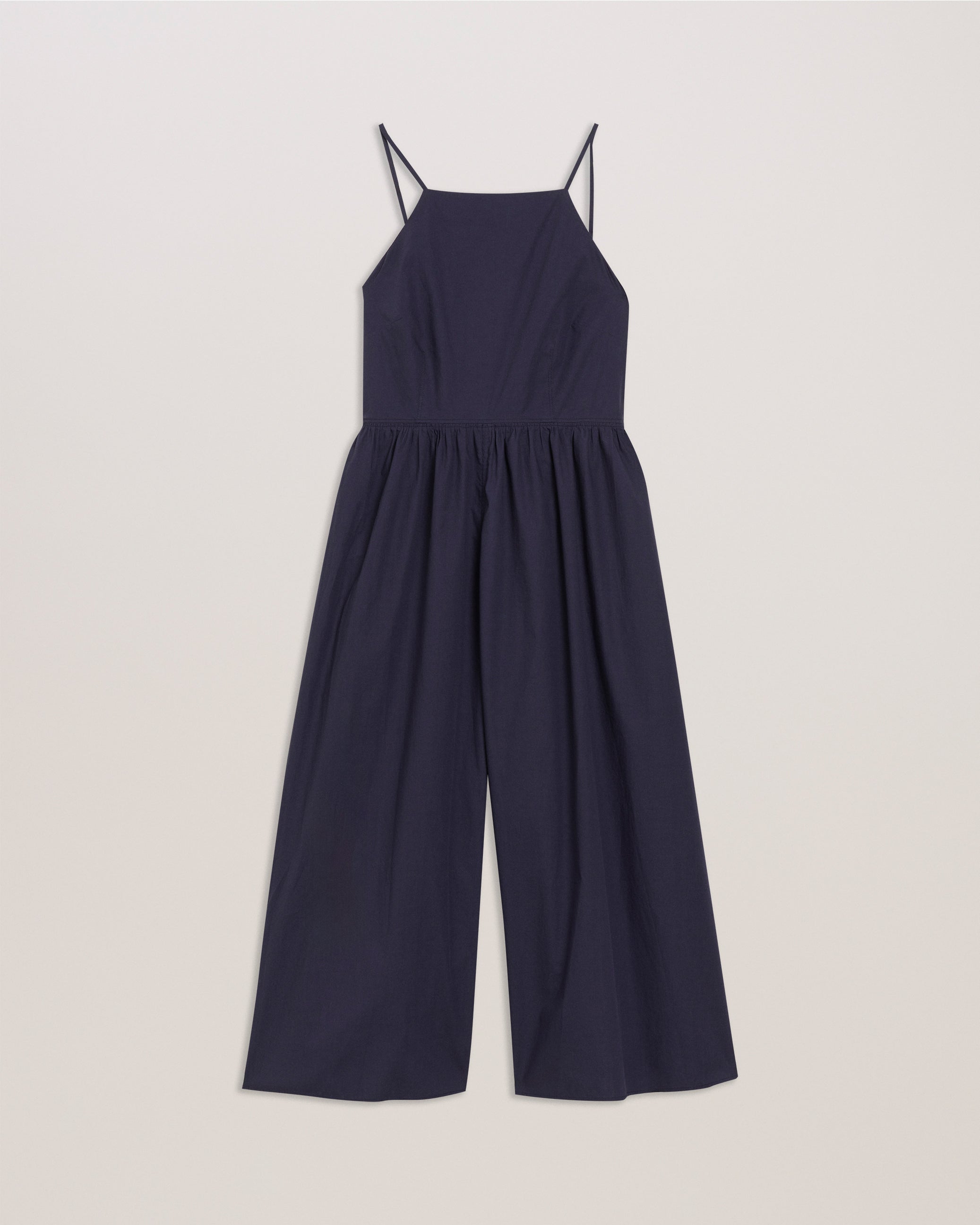 Eze Squared Neck Strappy Cross Over Jumpsuit Dk-Blue