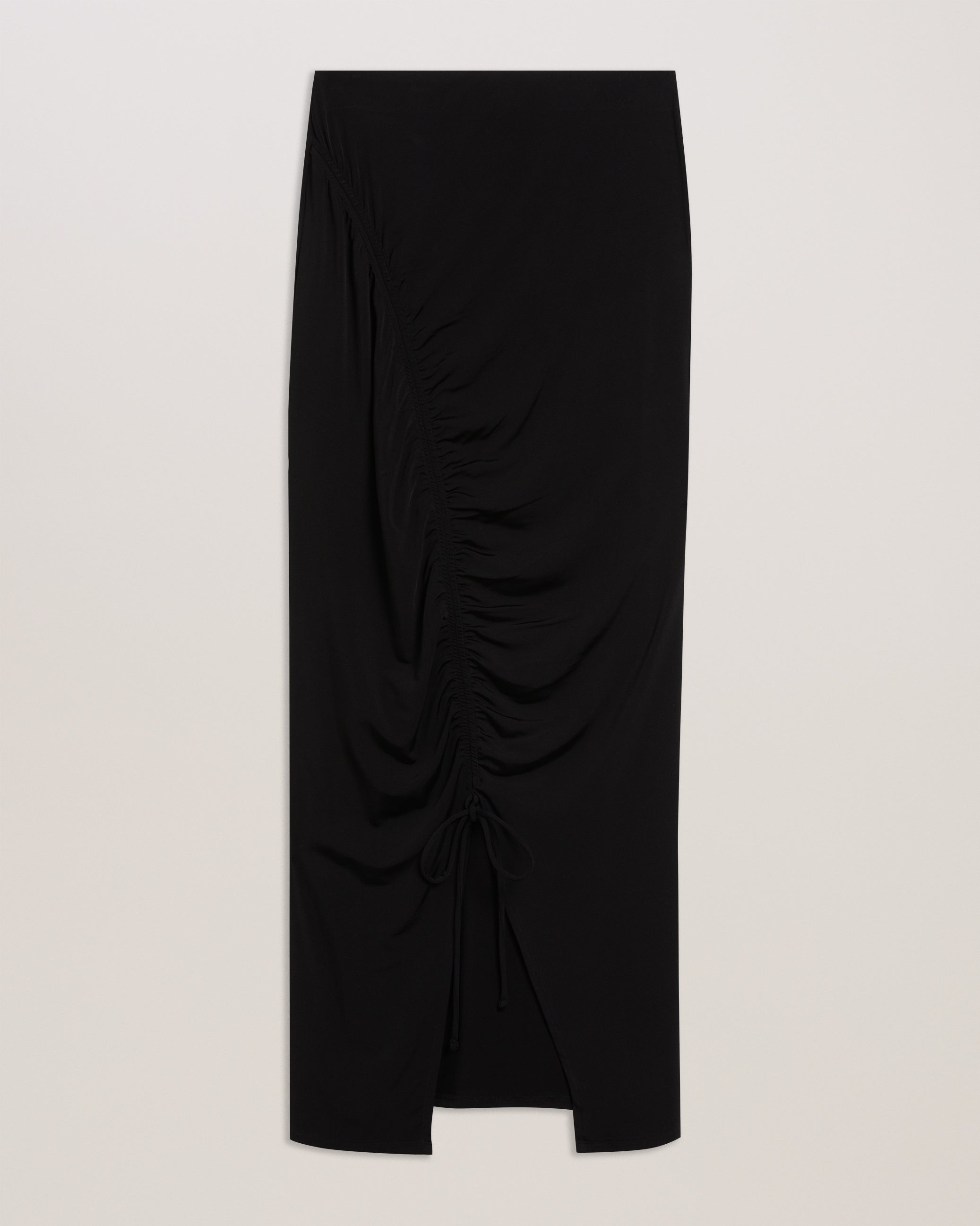 Luliiaa Jersey Rouched Maxi Skirt Black