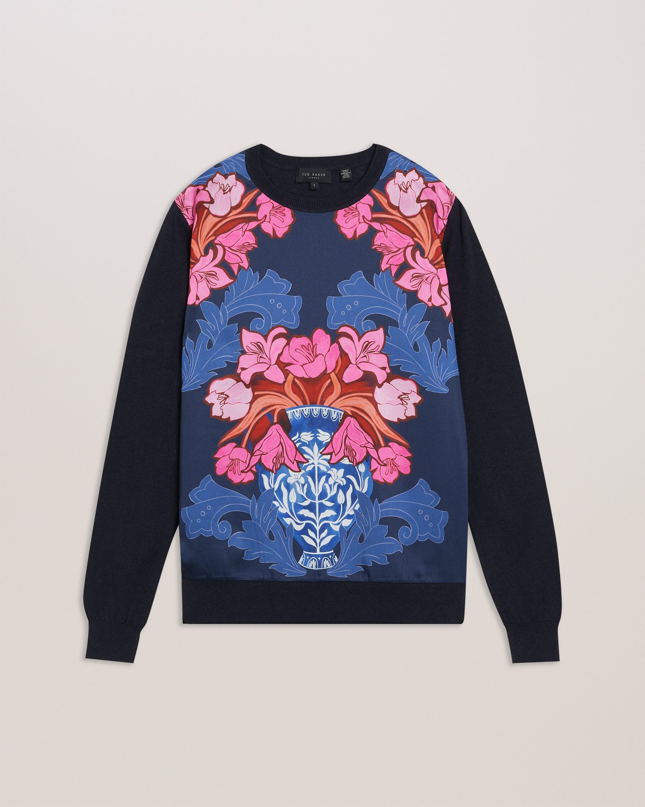 Teanha Woven Front Printed Jumper Navy