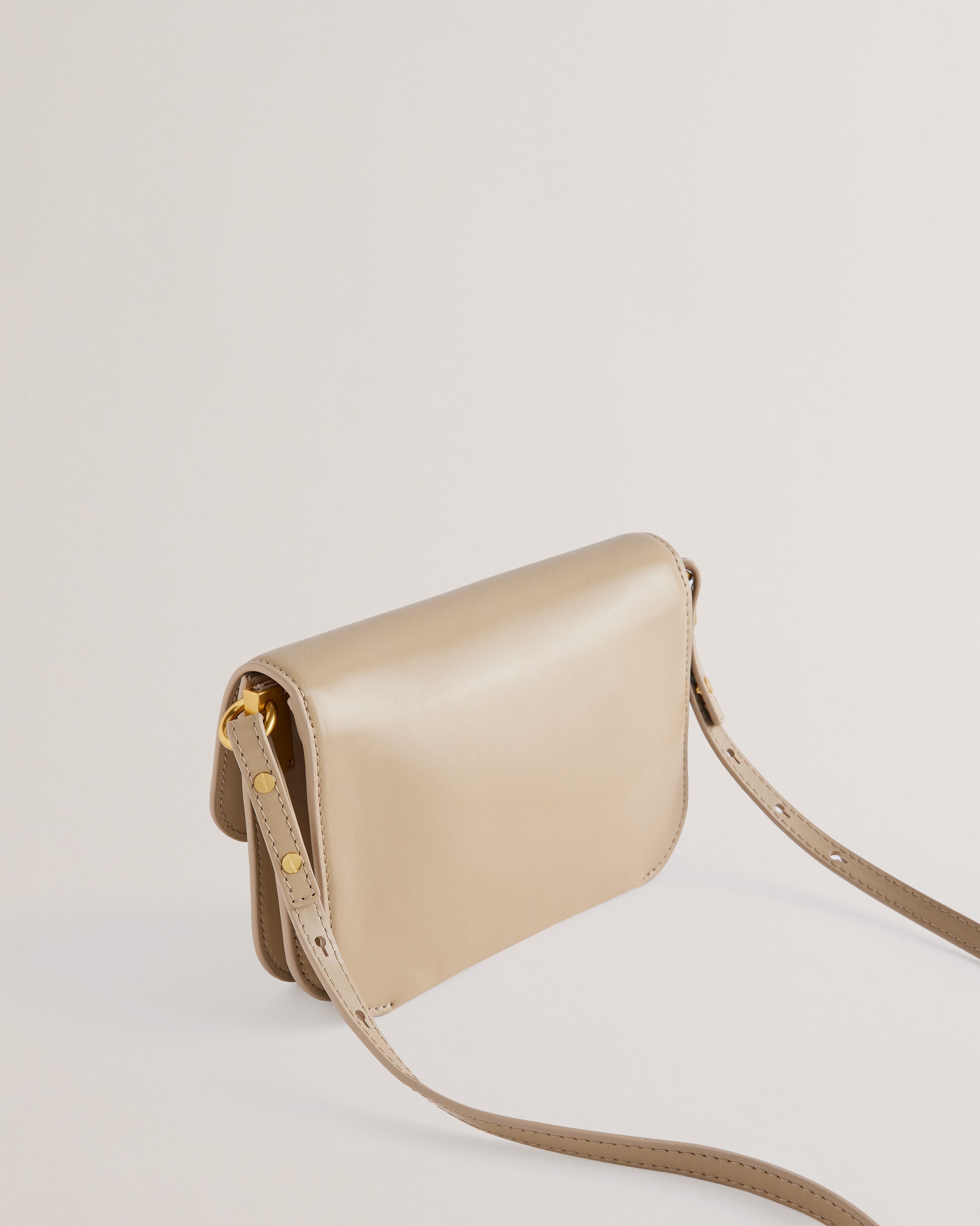 Kkaysa Polished Small Leather Crossbody Bag Taupe