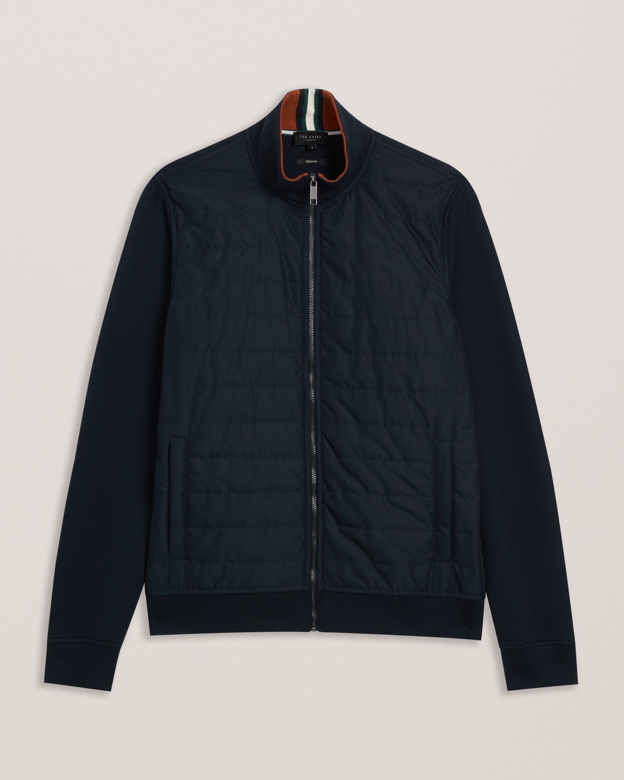 Entil Ls Regular Fit Quilted Funnel Neck Navy