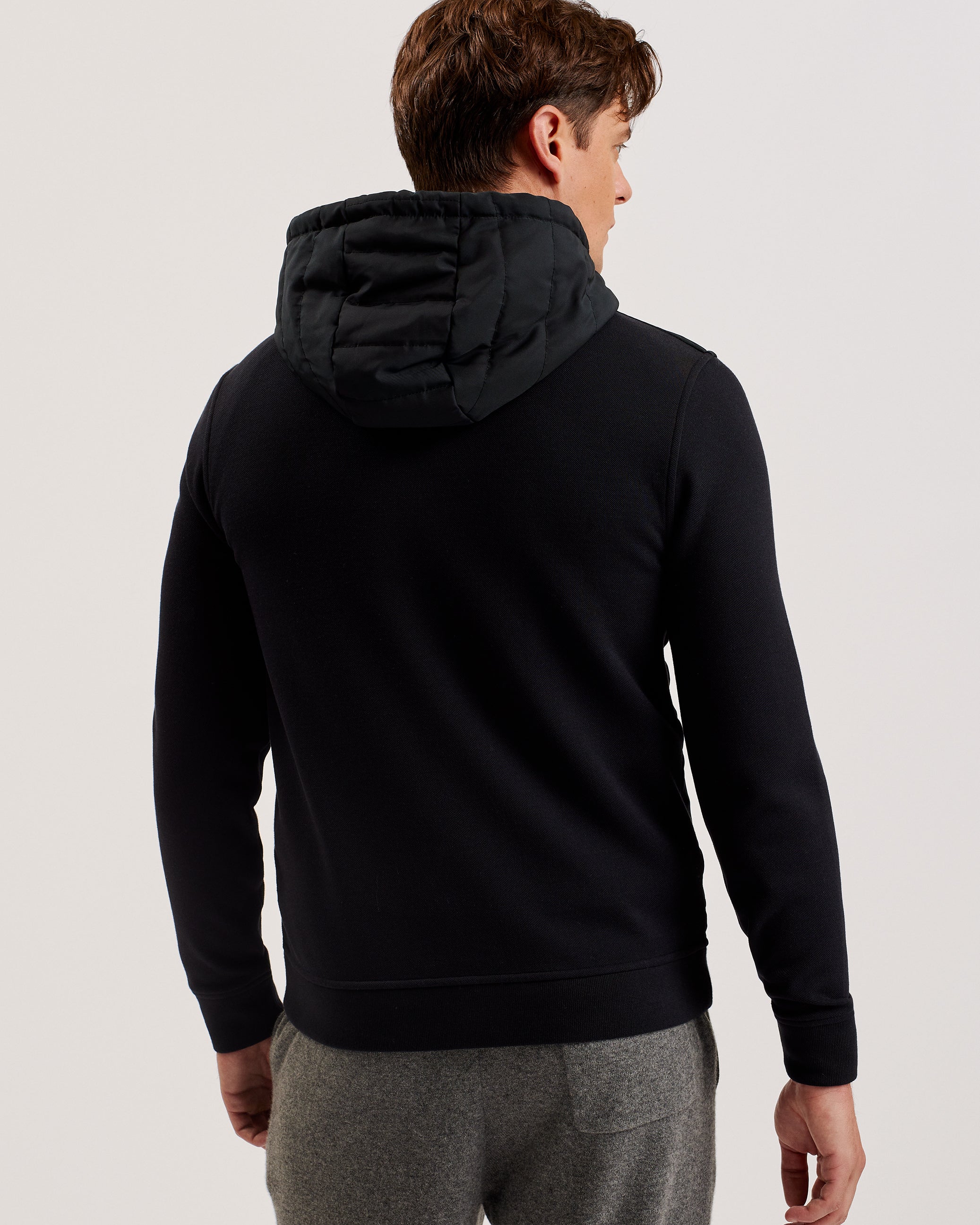 Adburys Regular Quilted Zip Hoodie Black