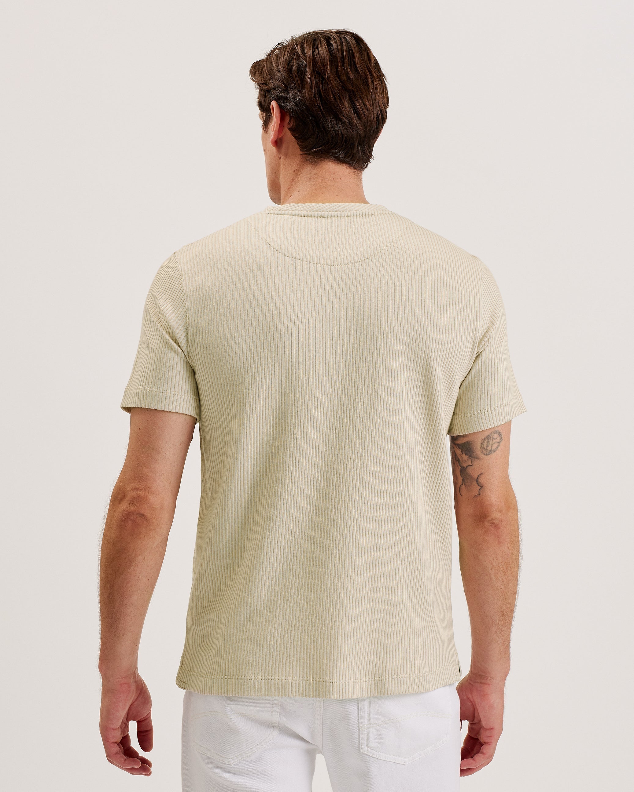 Heynes Ss Regular Fit Textured T-Shirt Beige