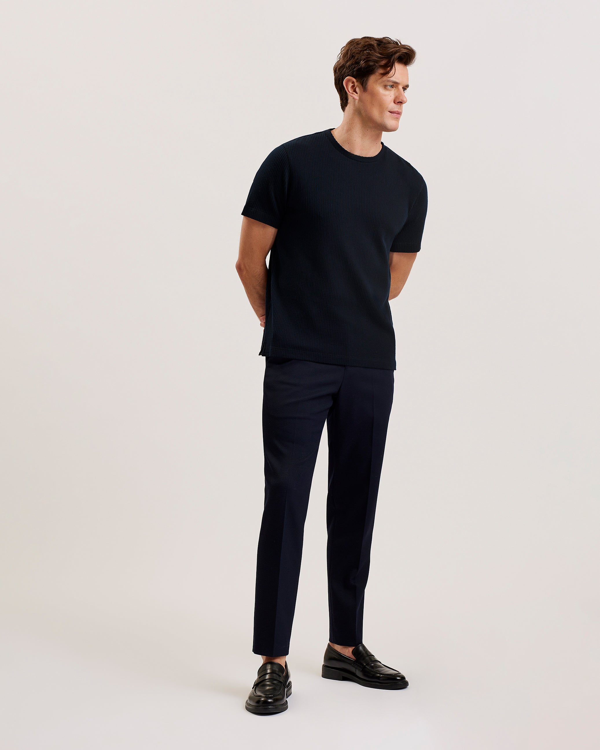 Heynes Ss Regular Fit Textured T-Shirt Navy