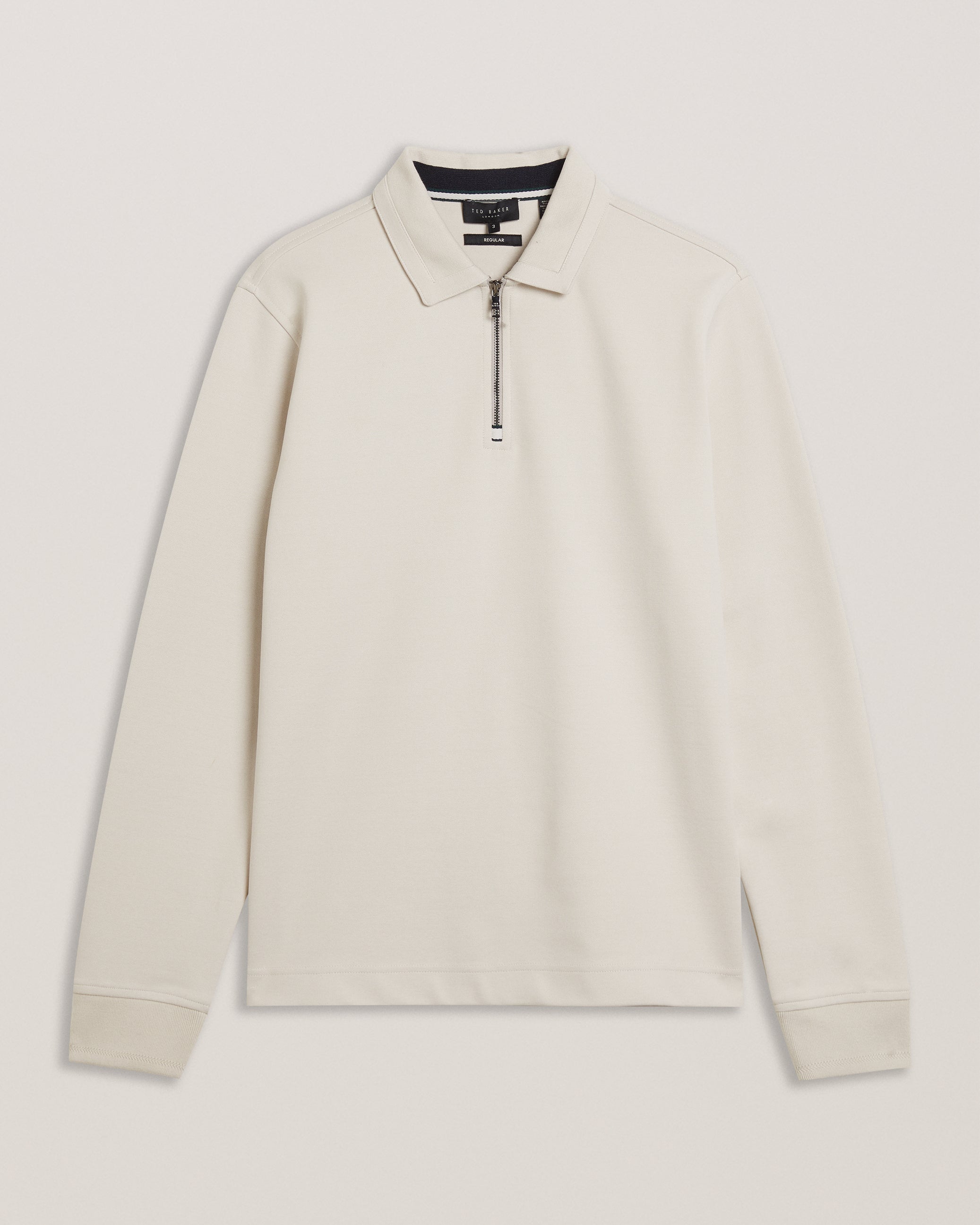 Ingmar Ls Regular Fit Half-Zip Polo Beige