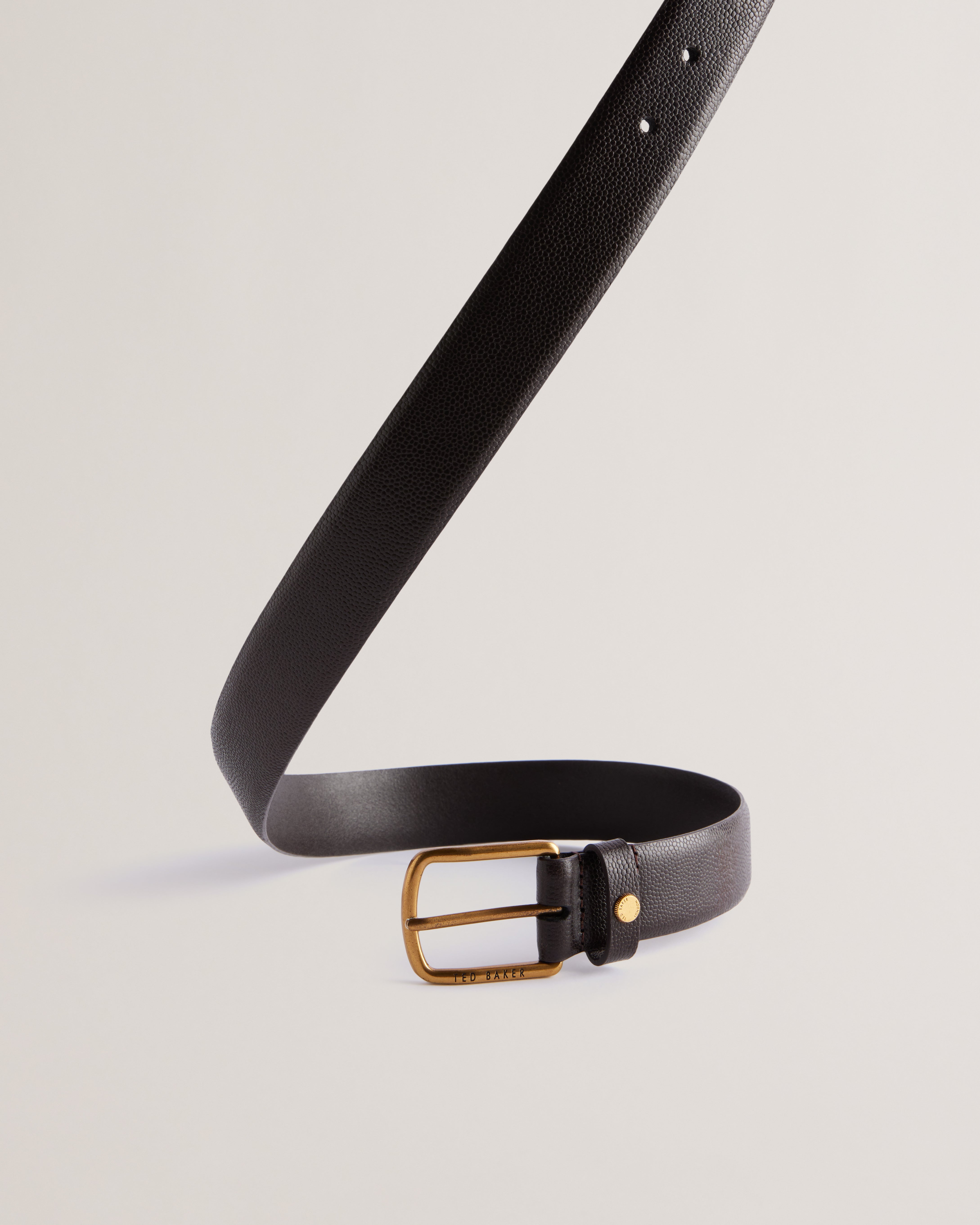 Keiith Caviar Texture Leather Belt Brn-Choc