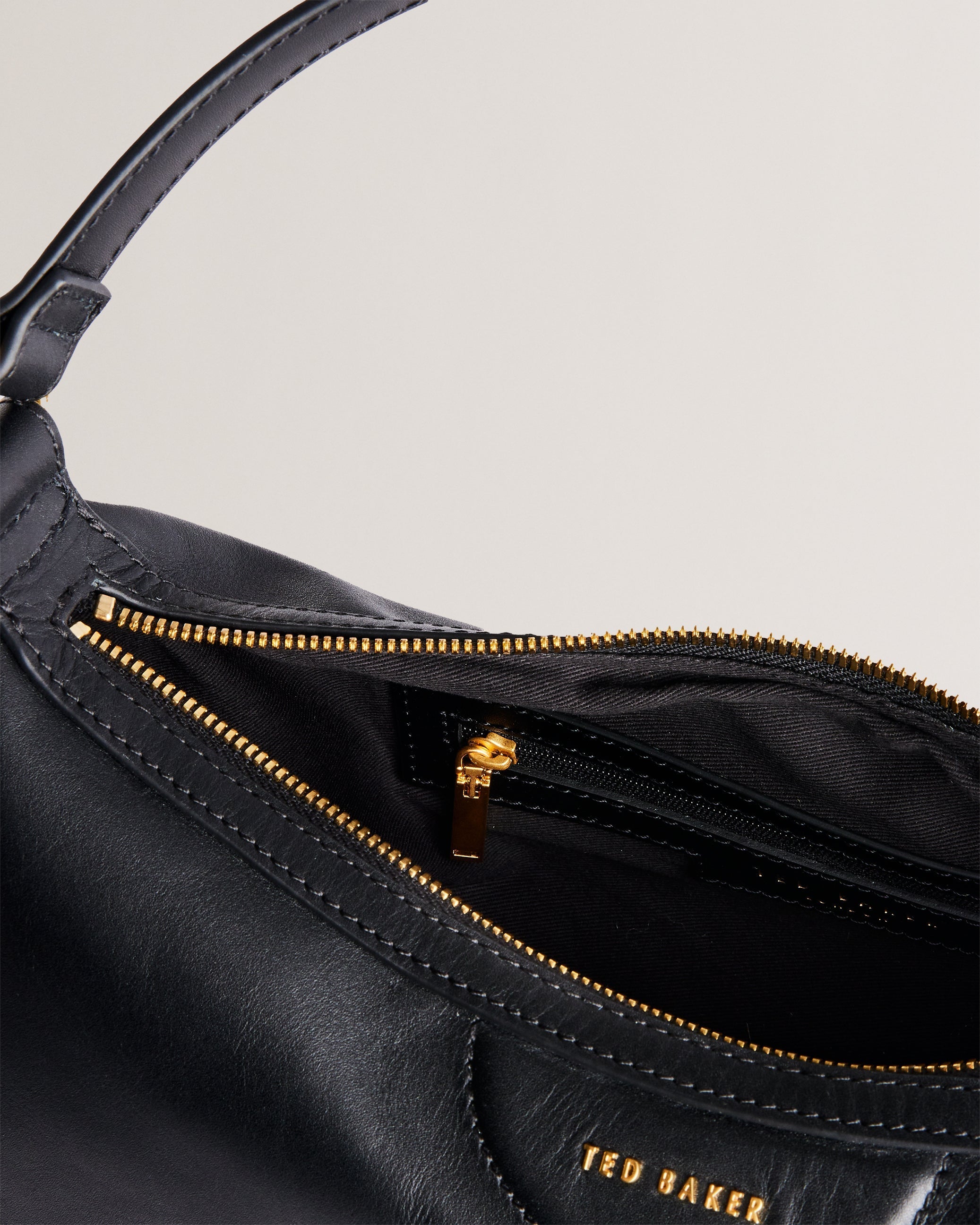 Esiah Webbing Slouchy Leather Hobo Bag Black