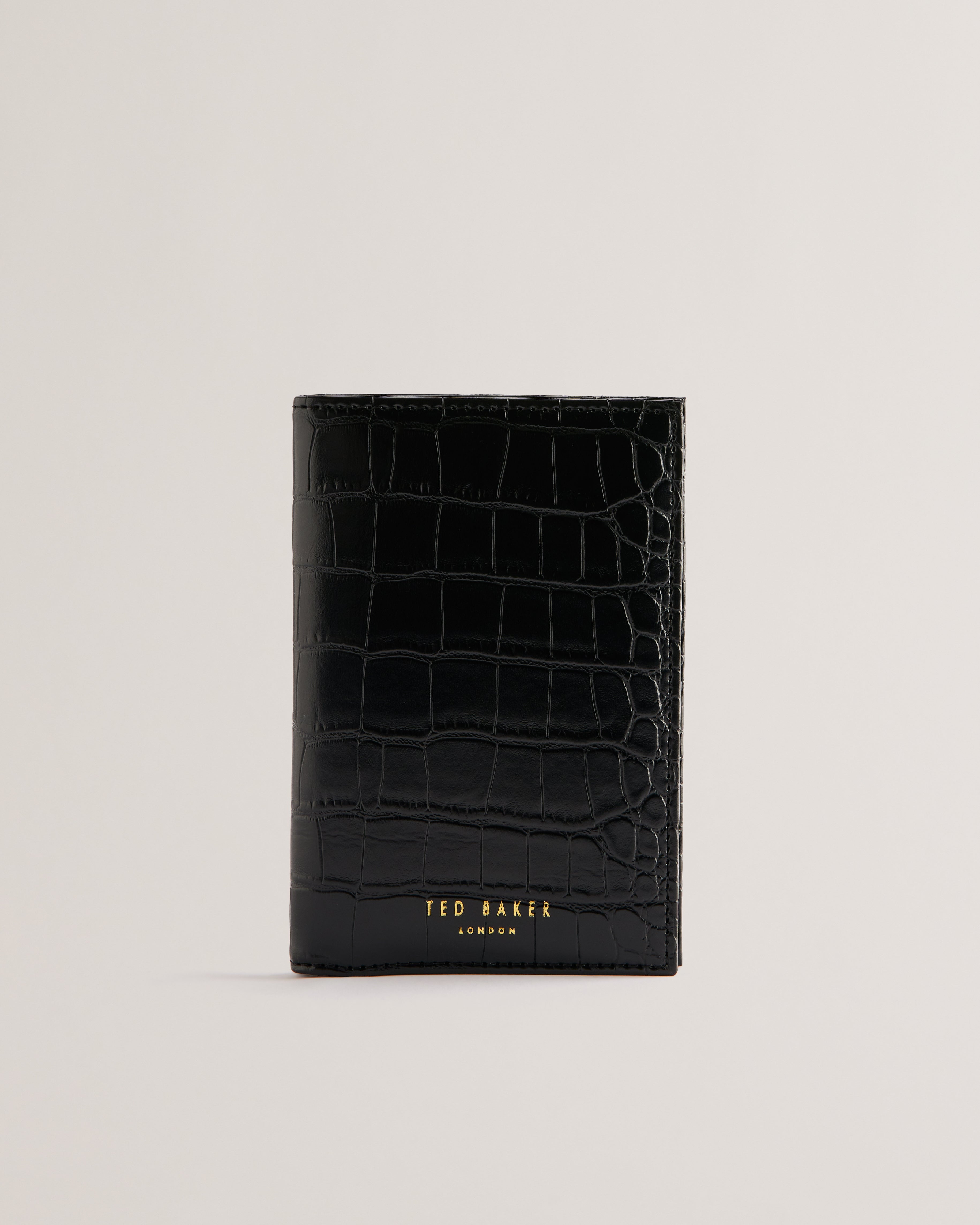 Kelliii Croc Effect Pouch And Passport Black