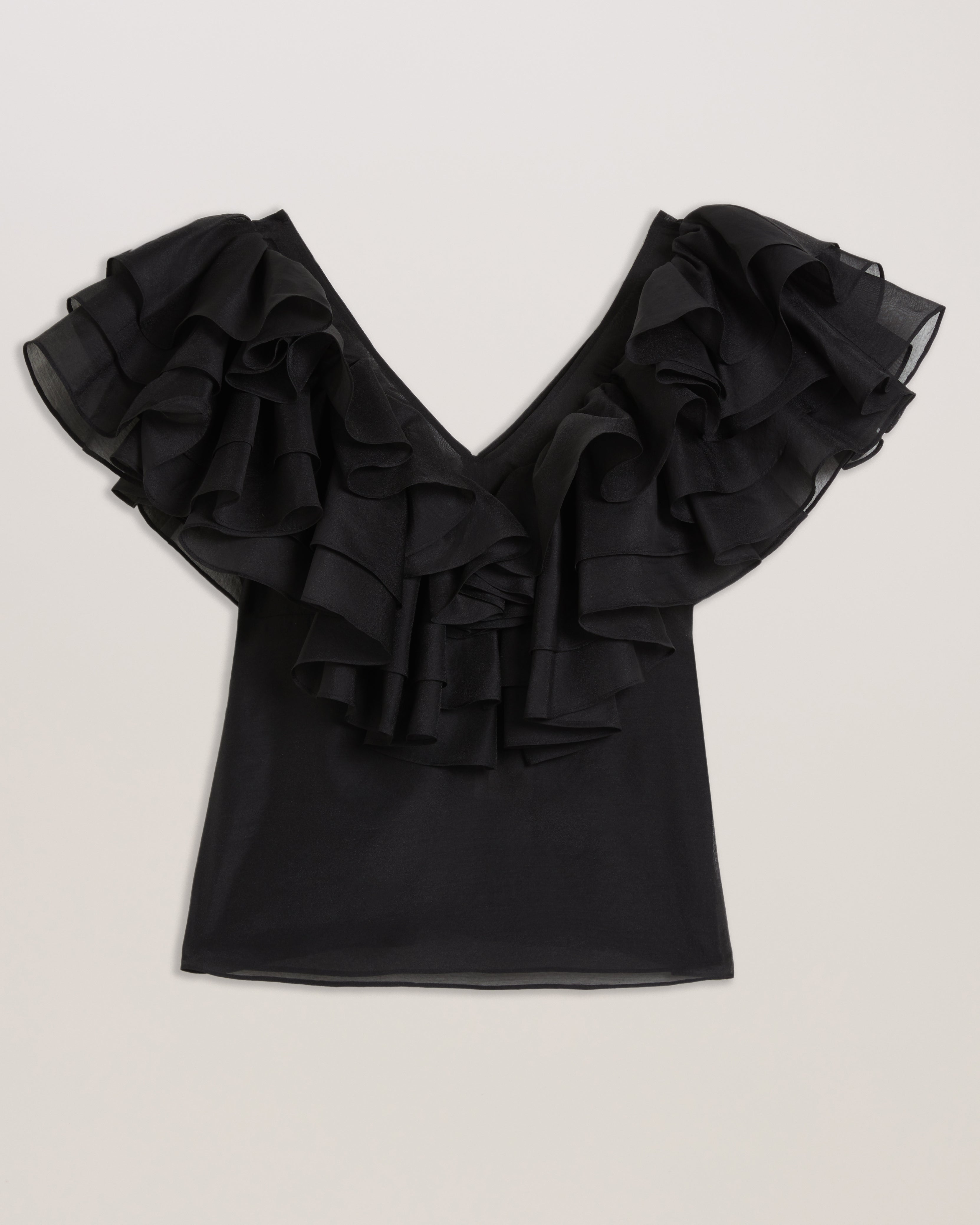 Ruffle black top online