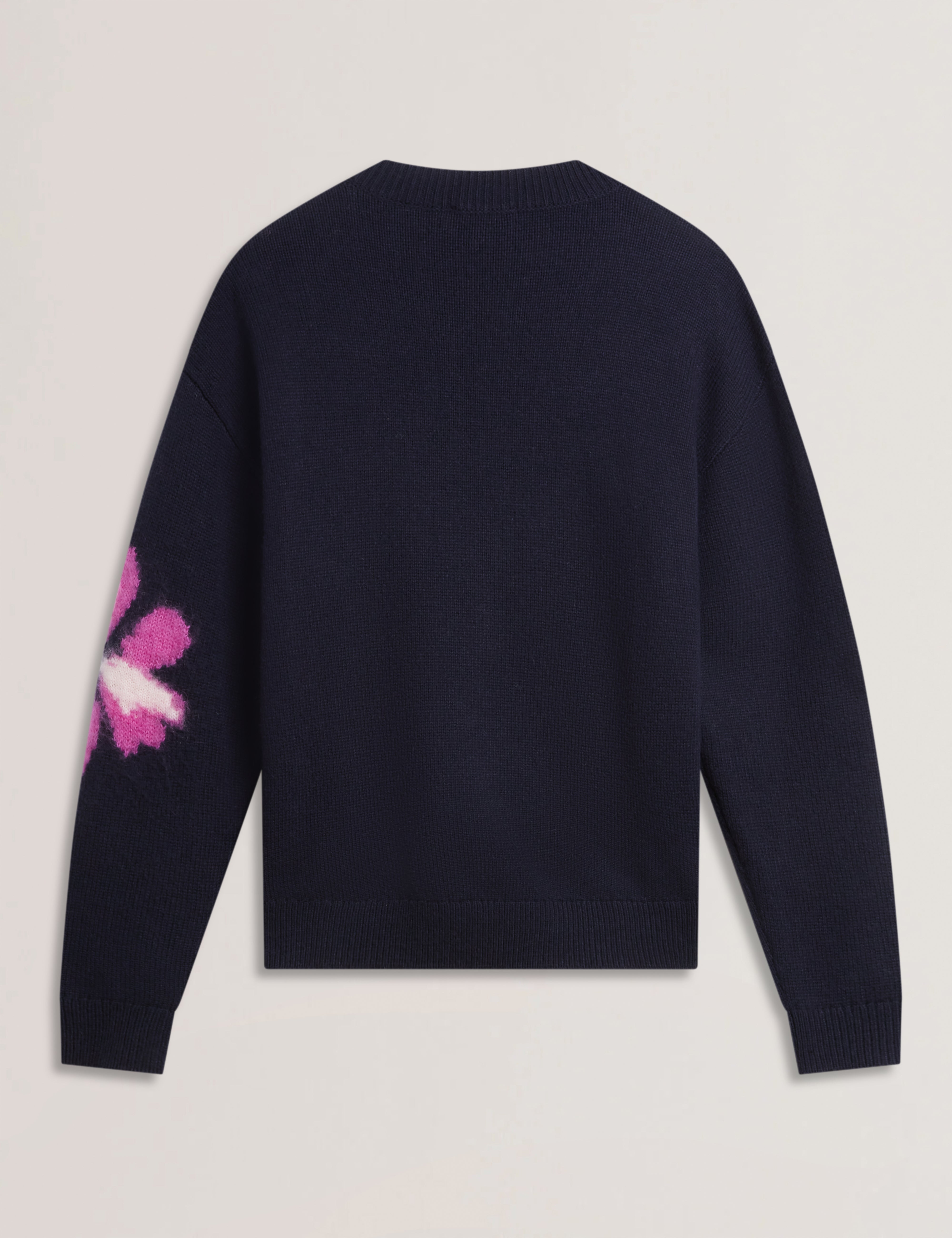 Pipann Intarsia Knitted Floral Sweater Navy