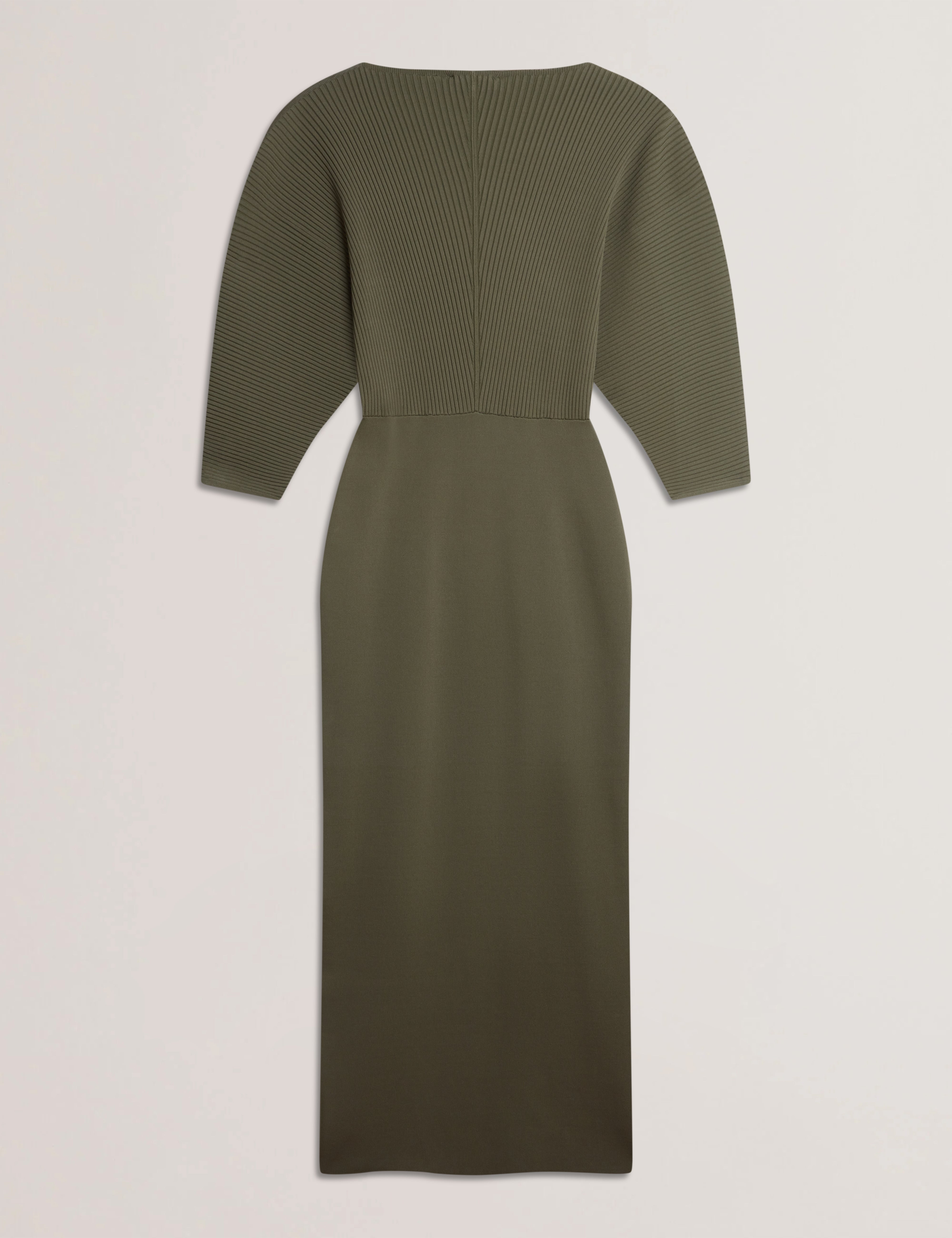 Vanitha Sculptured Rib Knitted Maxi Dress Dk-Green