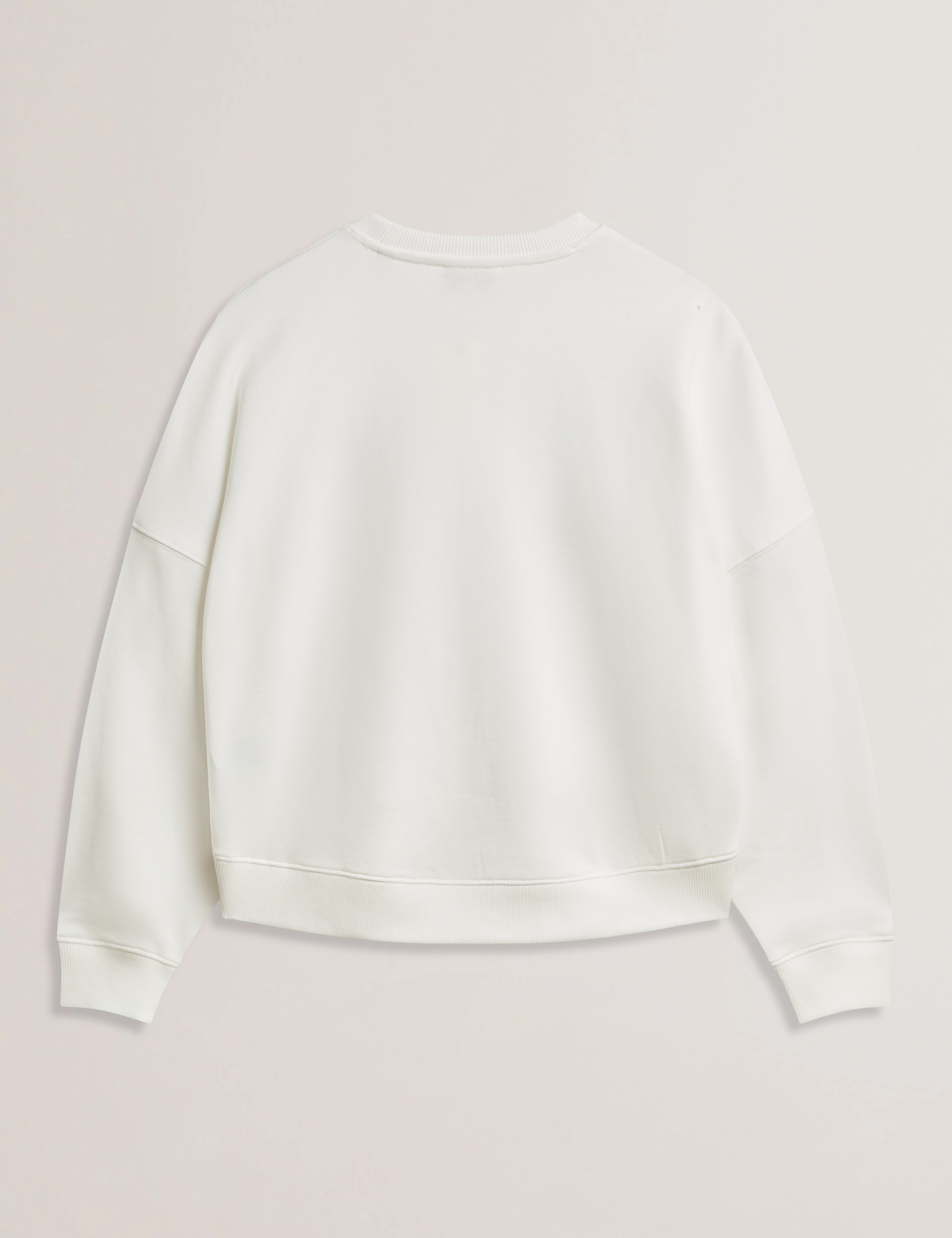 Janettt Embroidered Logo Balloon Sleeve Sweat Ivory