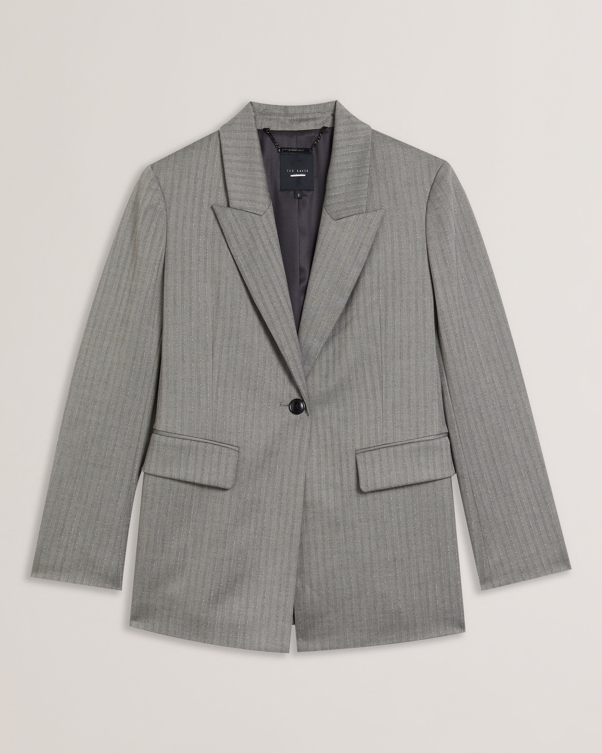 Koa Pinstripe Single Breasted Tailored Blazer Dk-Grey