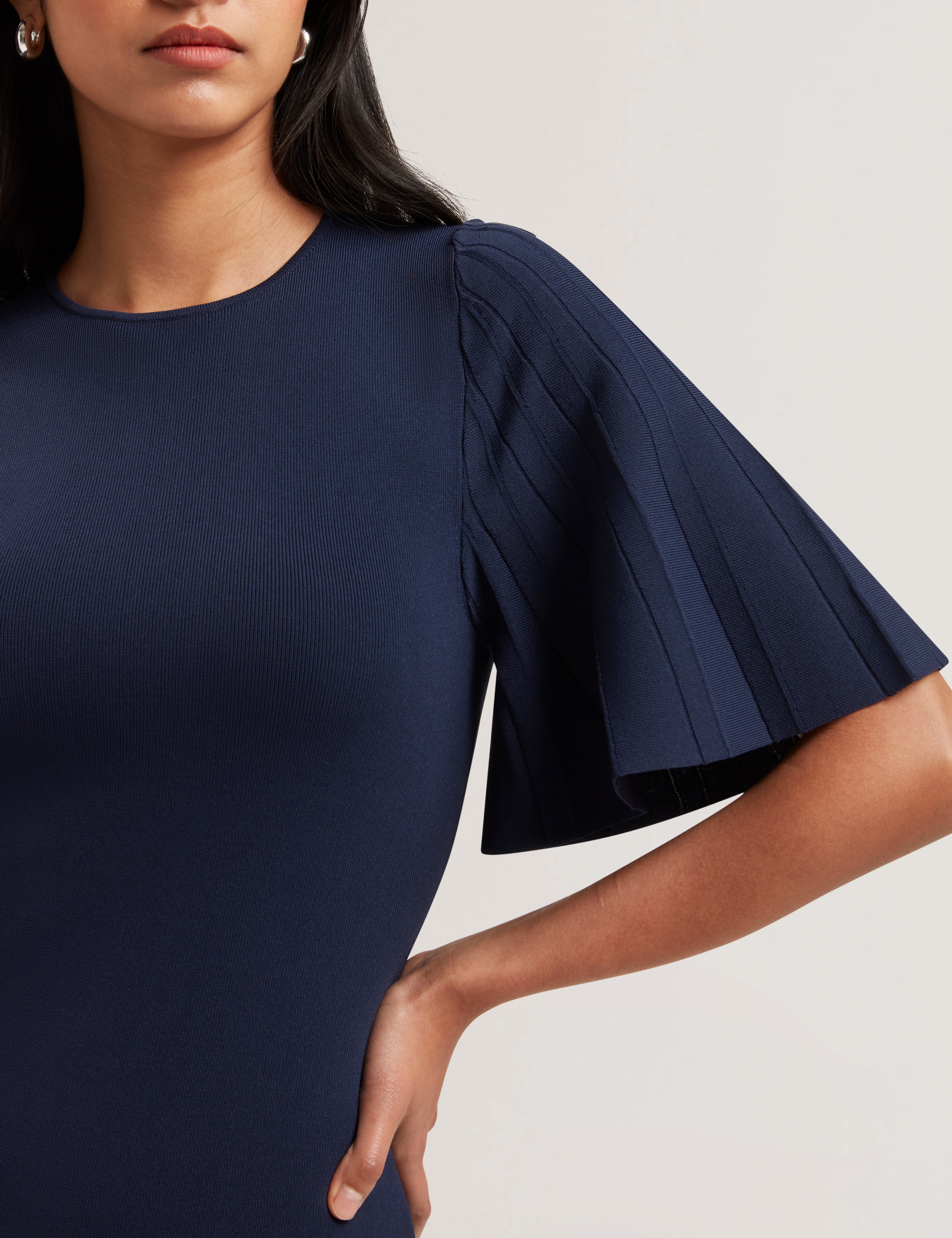 Celinha Angel Sleeve Knitted Maxi Dress Navy
