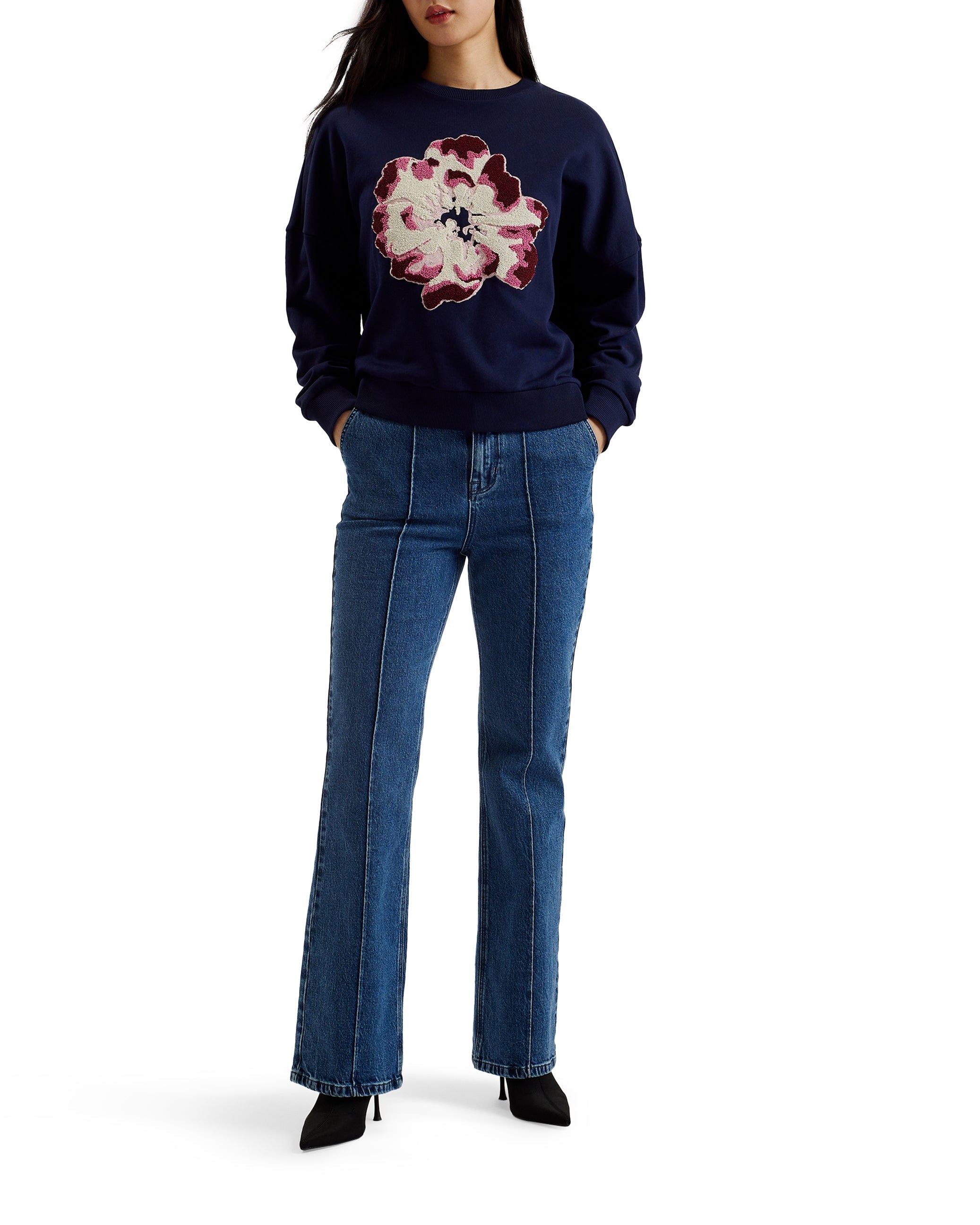 Raynahh Graphic Floral Sweatshirt Navy