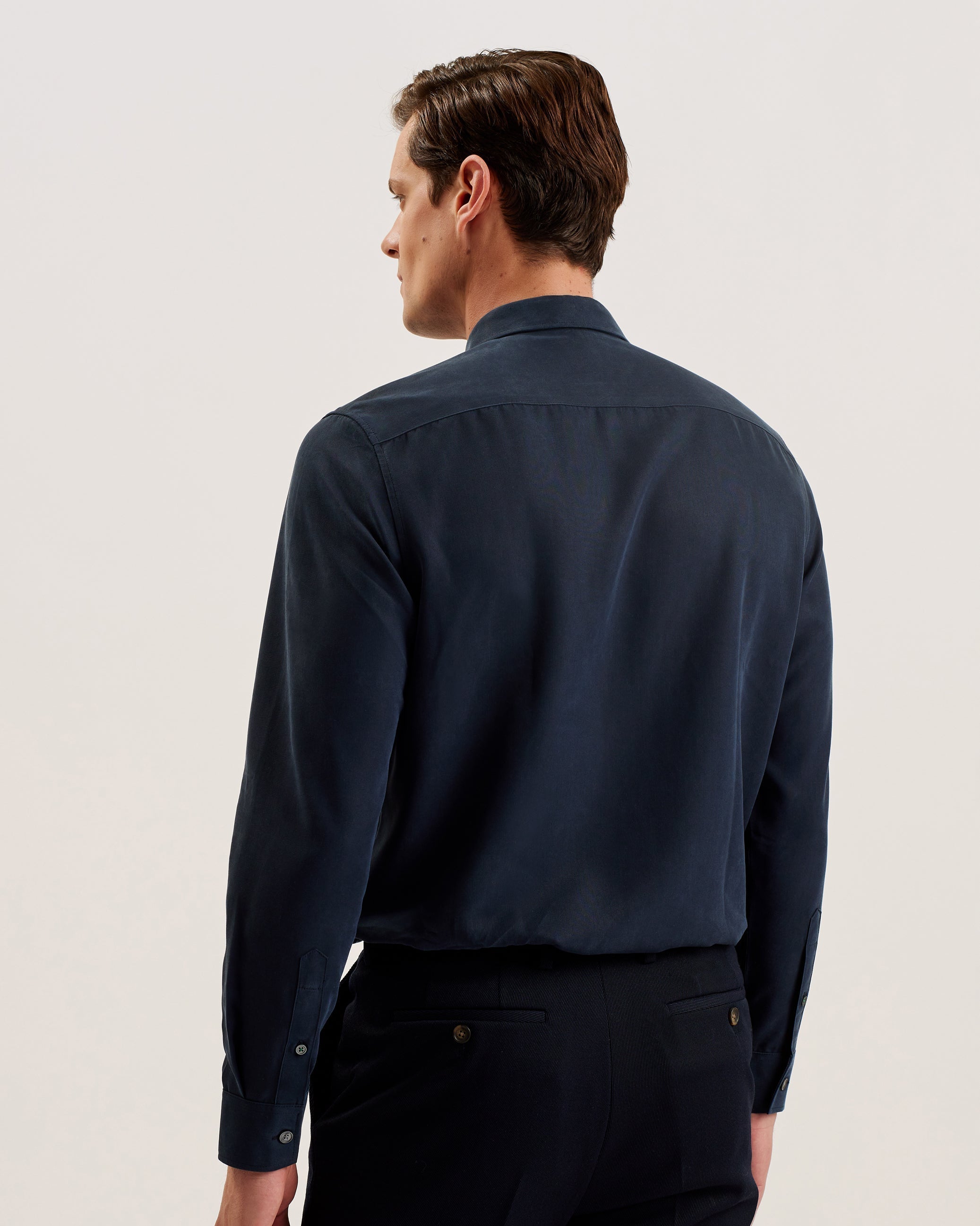 Nessmen Ls Relaxed Fit Embroidered Shirt Navy