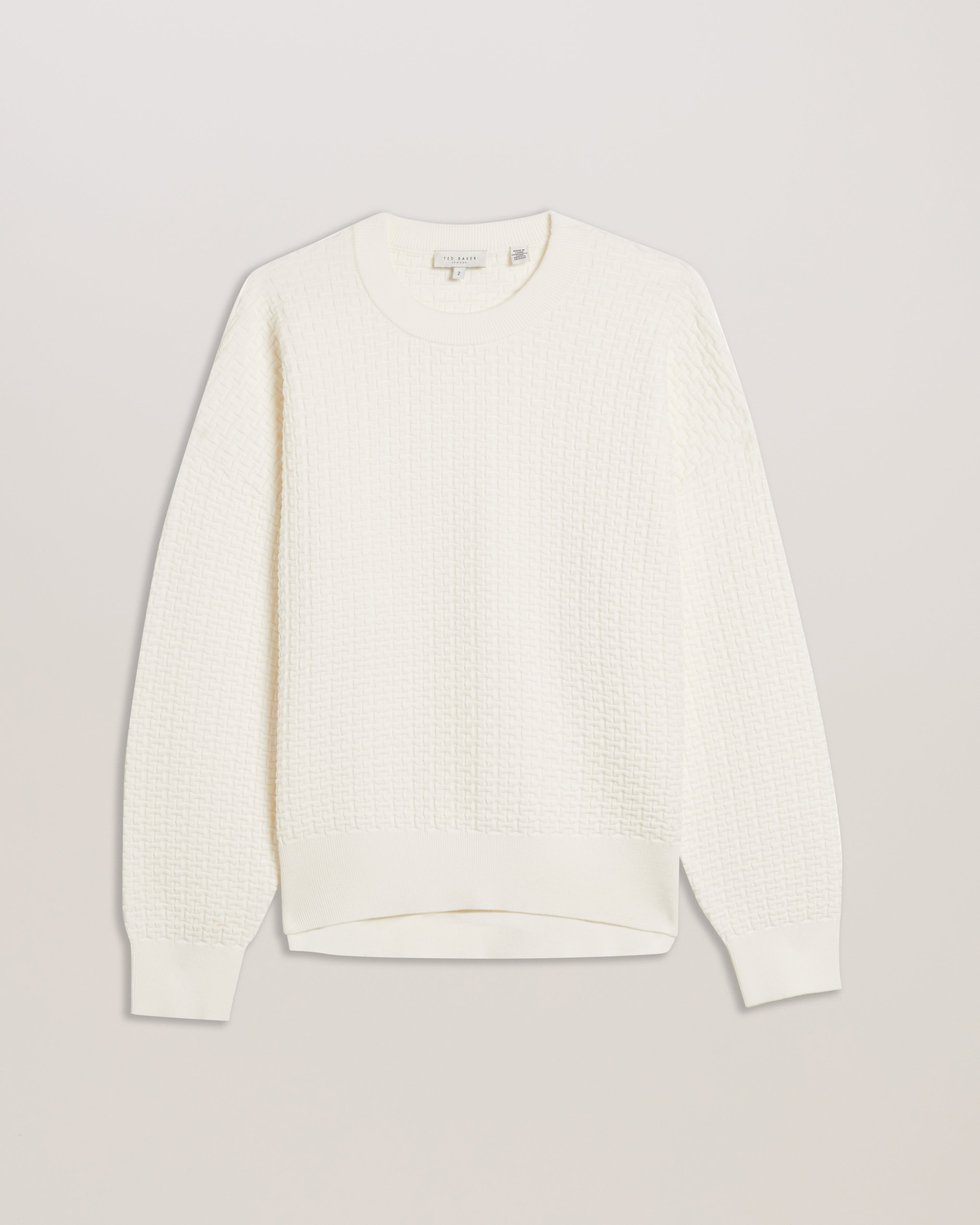 Tedtyy Jacquard Knitted Crew Neck Sweater Ivory