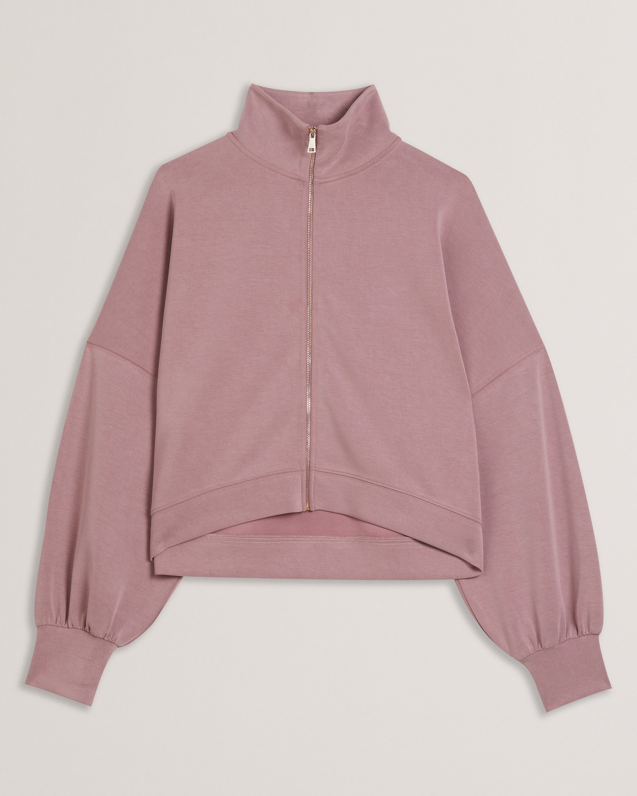 Arorha Zip Through Funnel Neck Sweat Dusky-Pink