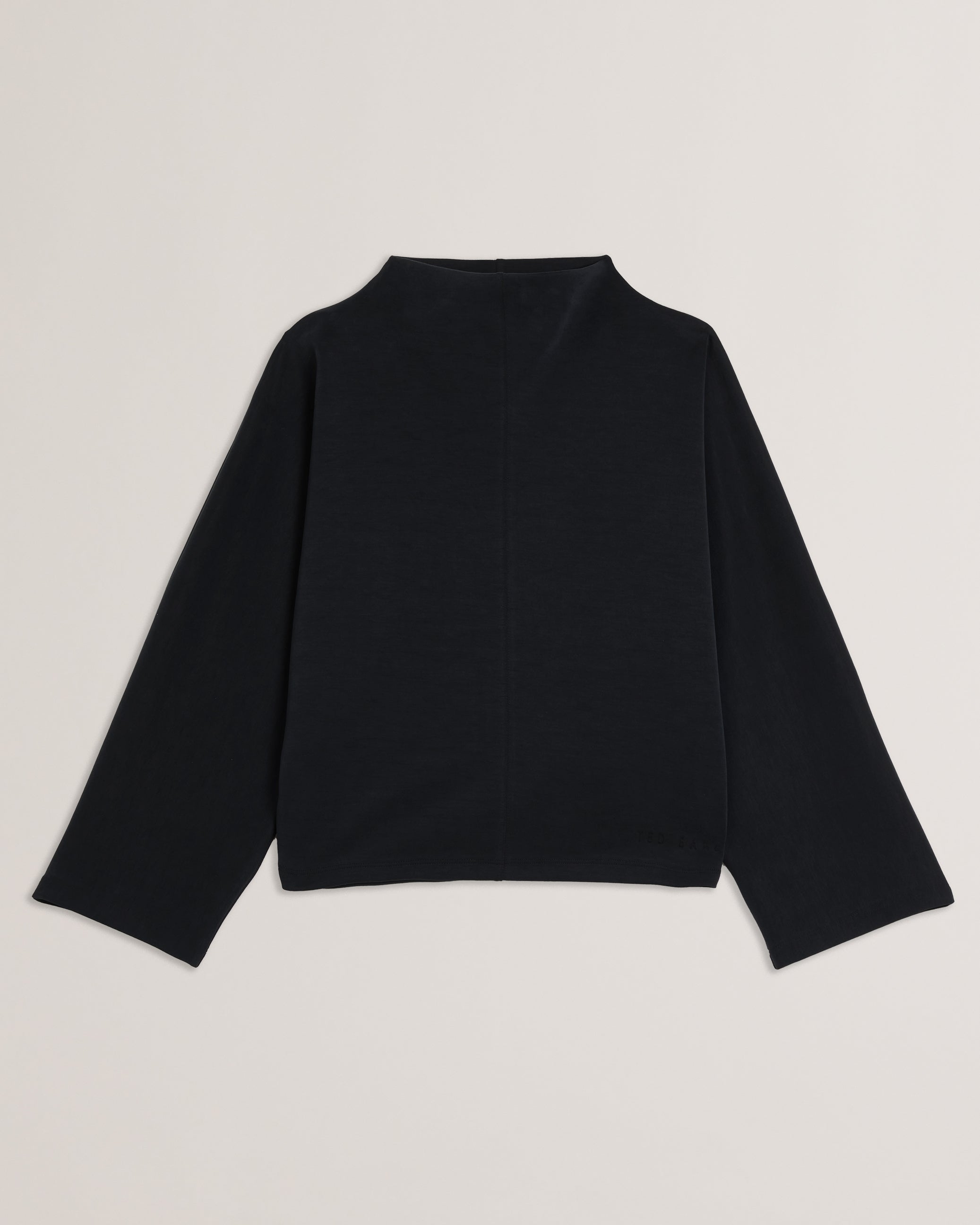 Kenseyy Funnel Neck Wide Sleeve Sweatshirt Black