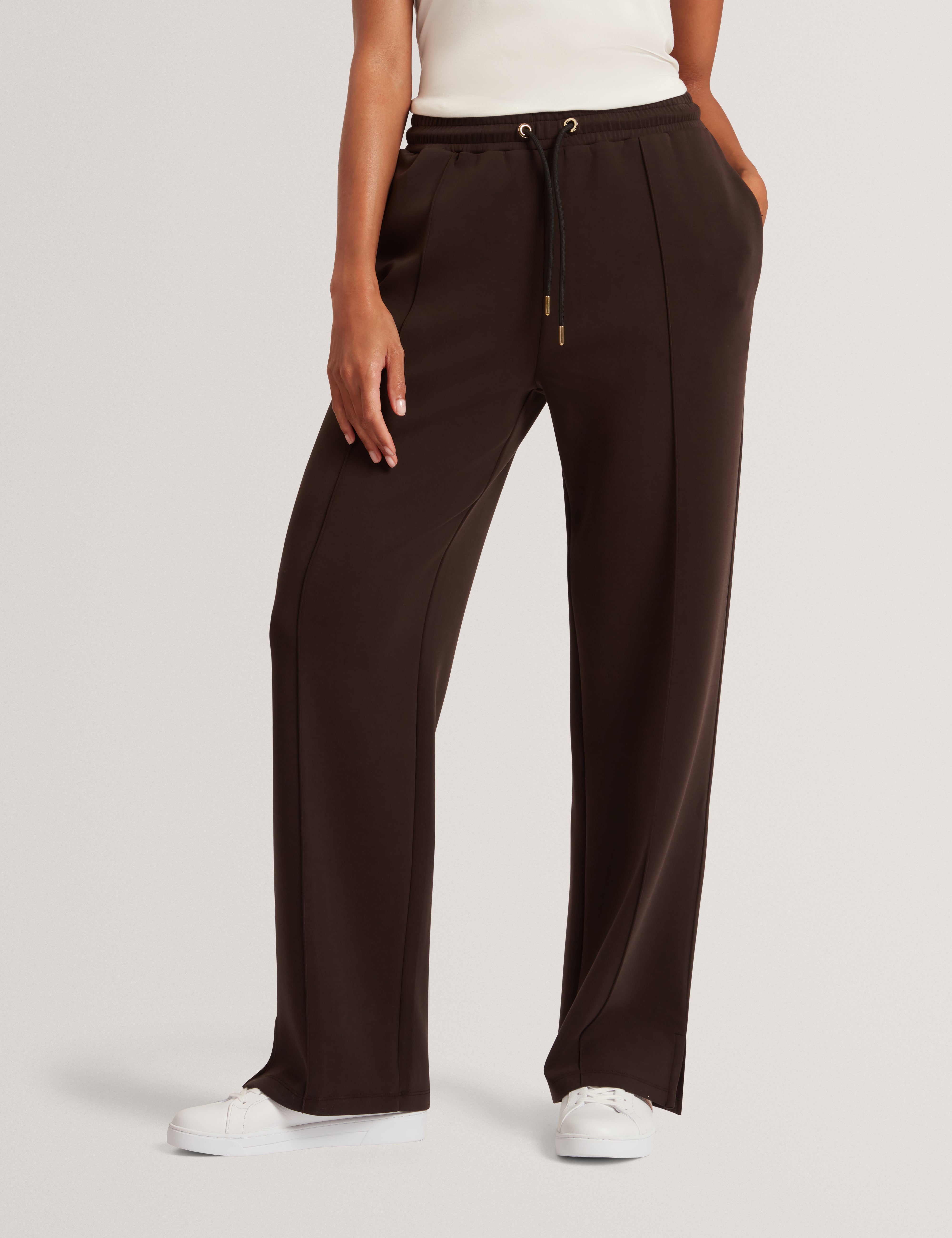 Nowelll Cupro Split Hem Jogger Dk-Brown