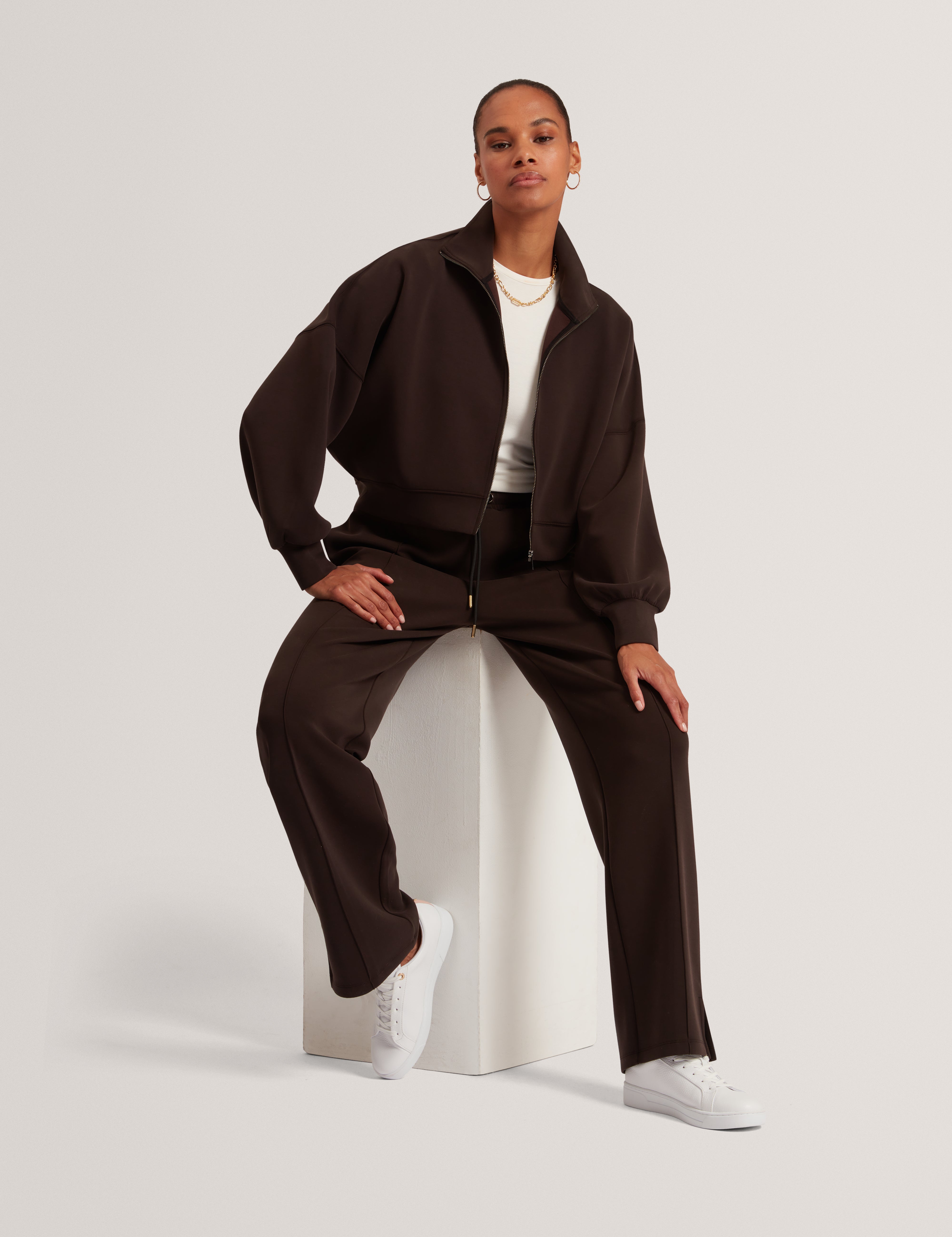 Nowelll Cupro Split Hem Jogger Dk-Brown