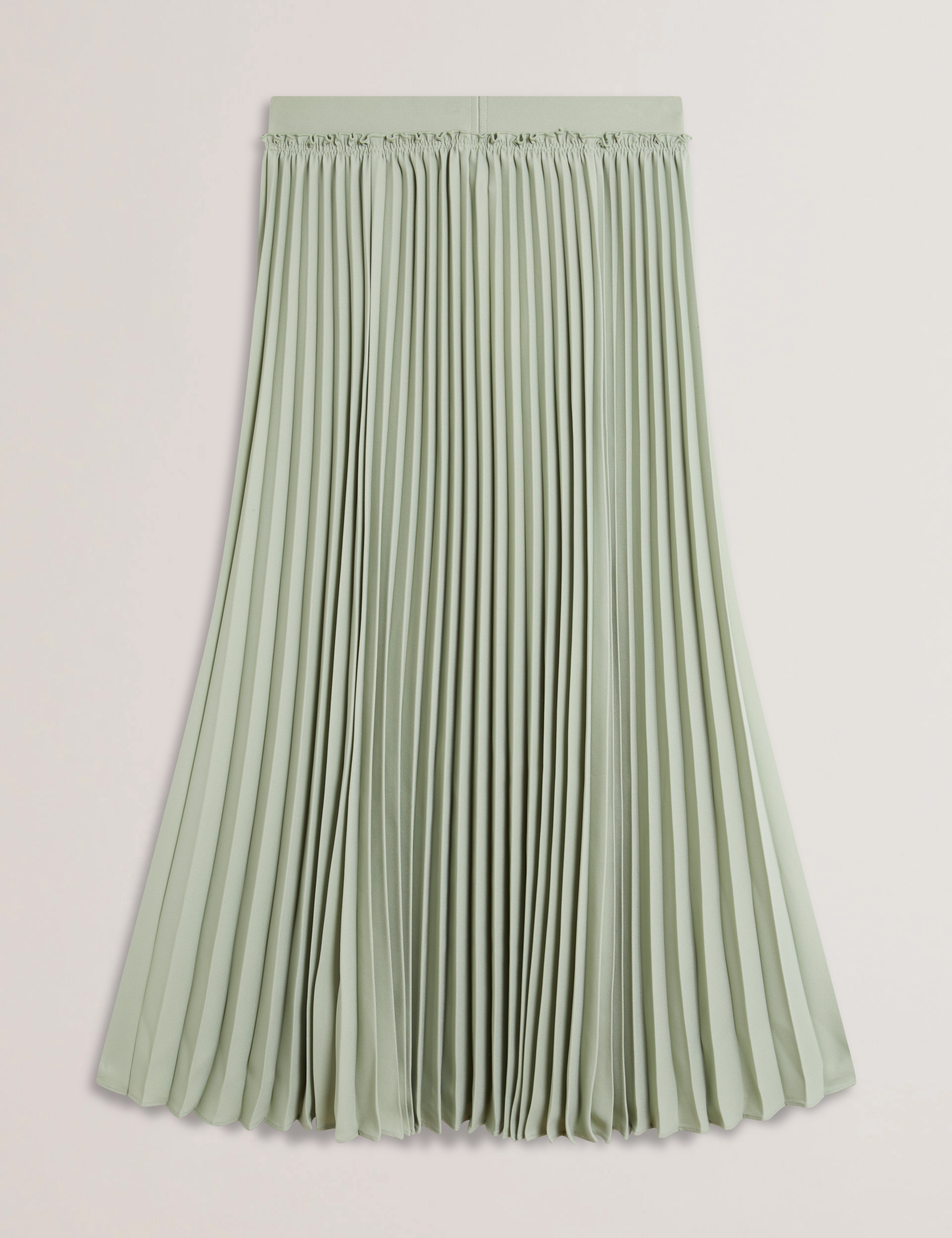 Siko Pleated Midi Elasticated Waistband Skirt Lt-Green