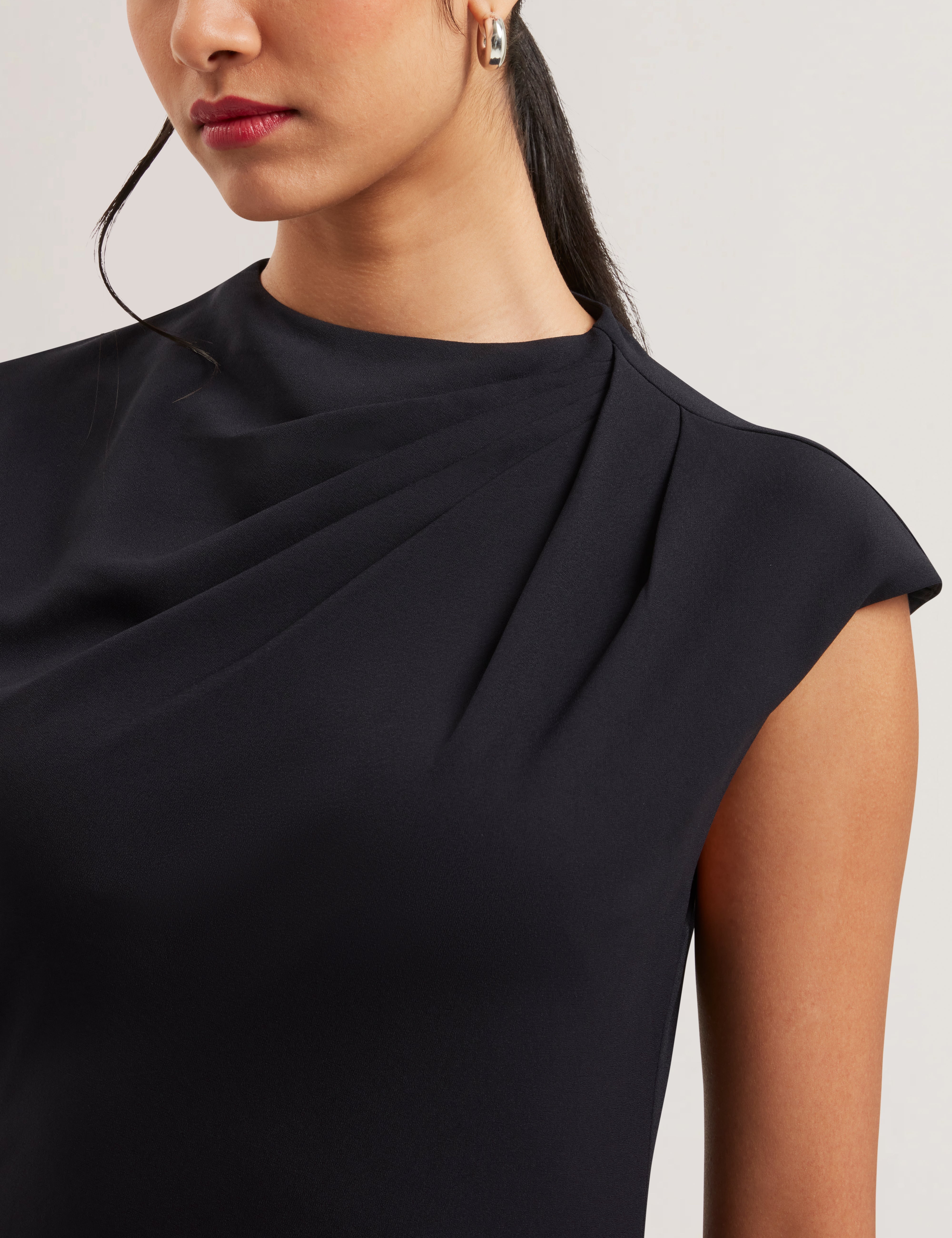 Kyamos Drape Detail Slip Maxi Dress Navy