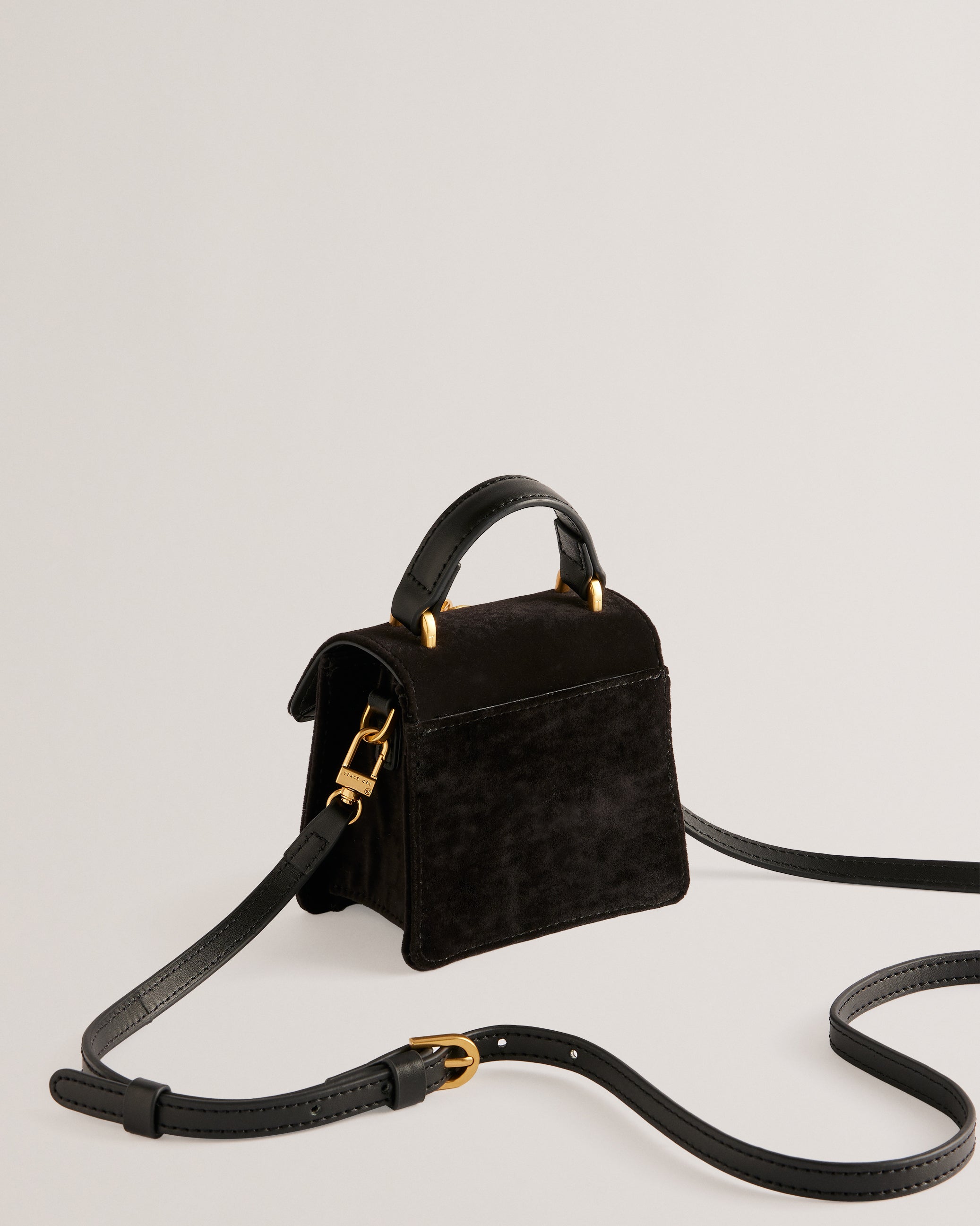 Rosiya Velvet Mini Top Handle Rose Bag Black