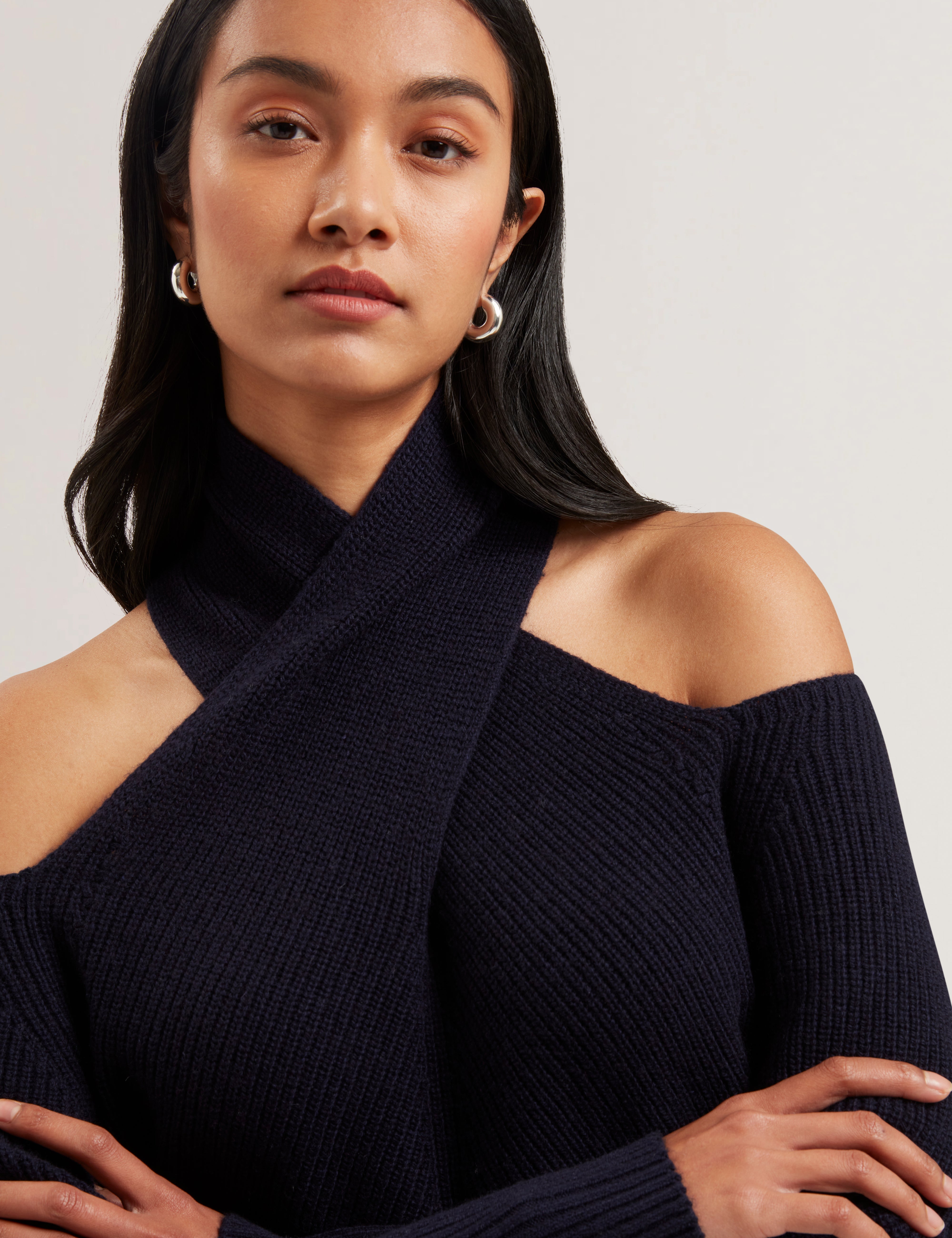 Elanaa Cut Out Detail Knit Sweater Navy