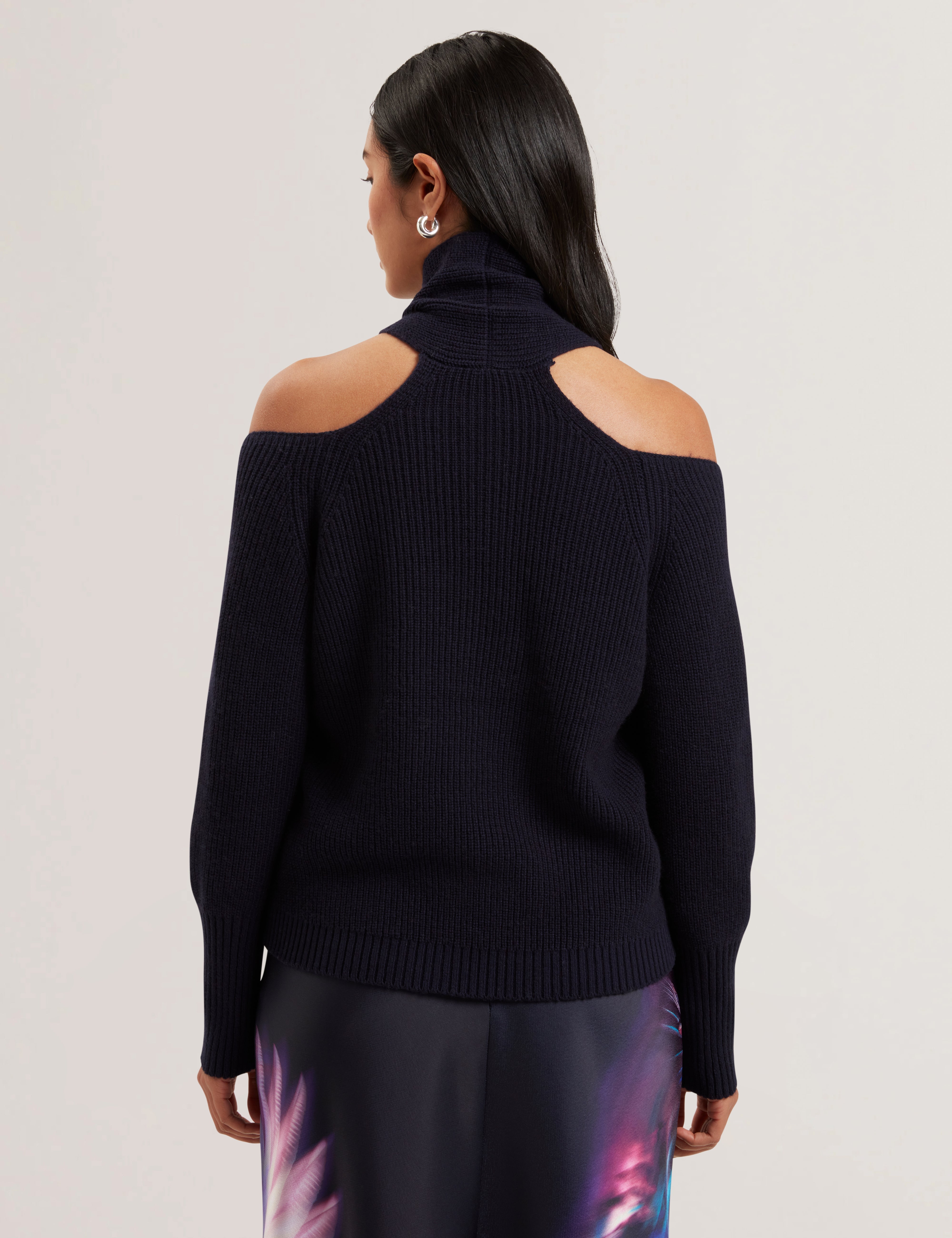 Elanaa Cut Out Detail Knit Sweater Navy