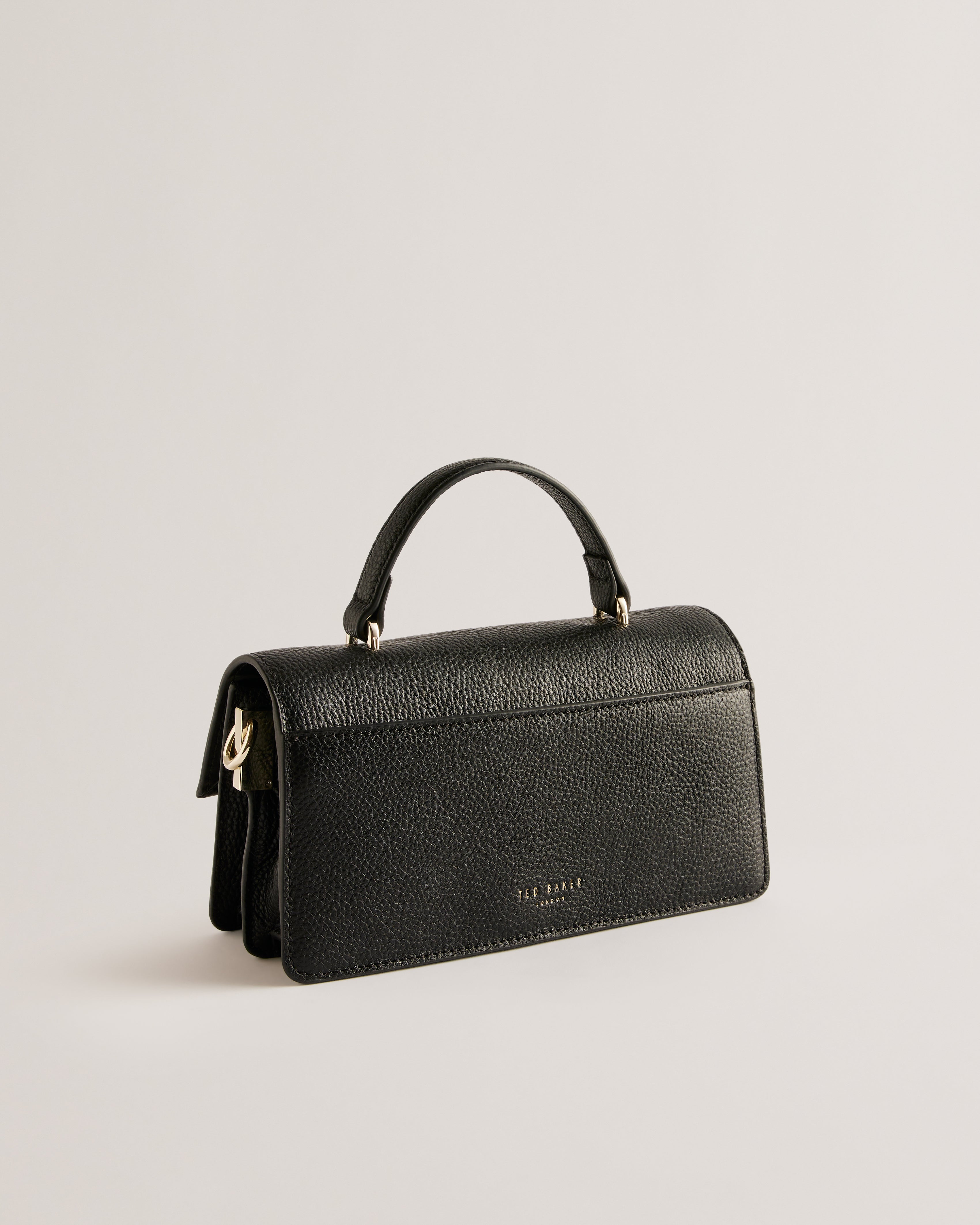 Rosly Bar Detail Elongated Top Handle Bag Black