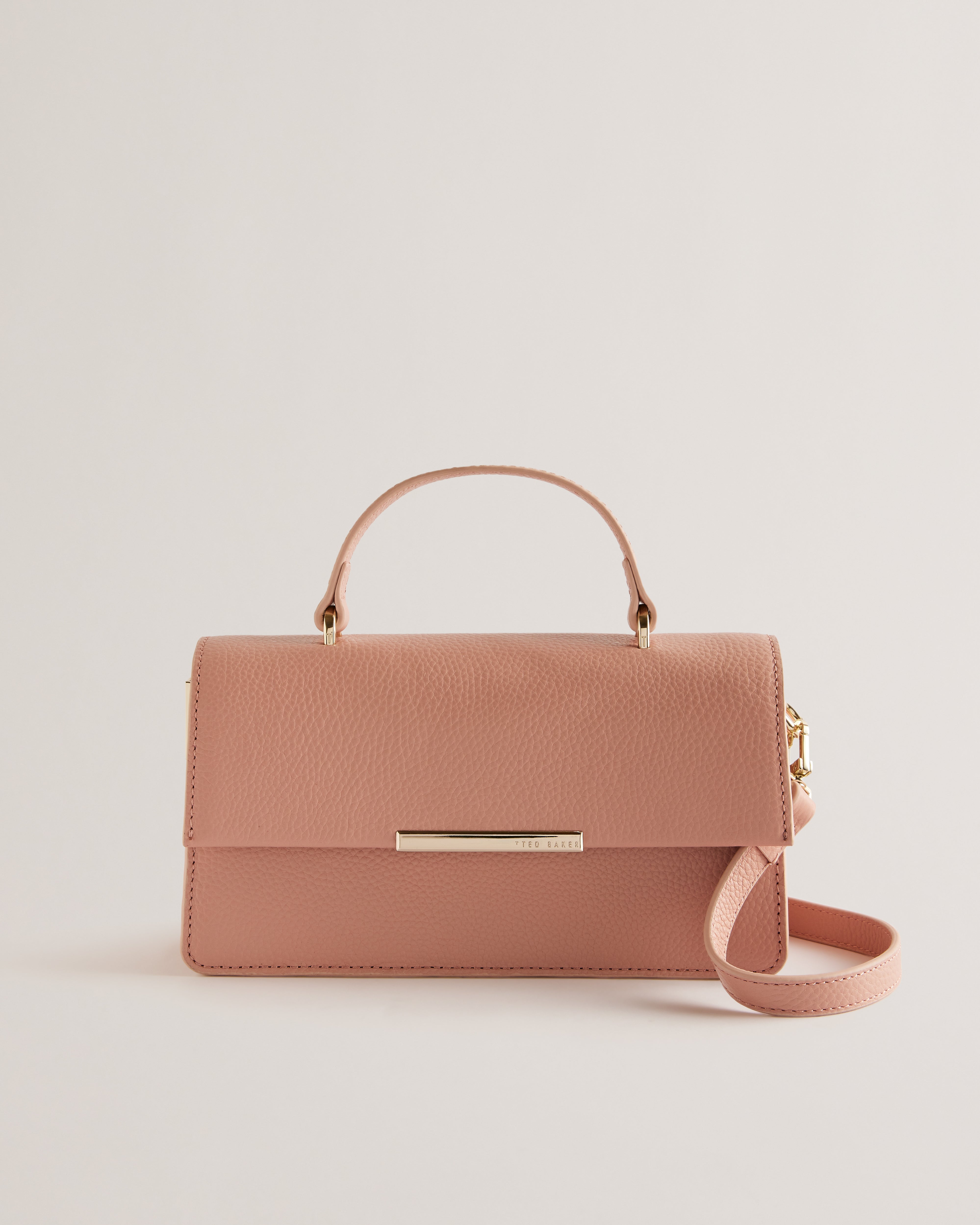 Rosly Bar Detail Elongated Top Handle Bag Pink