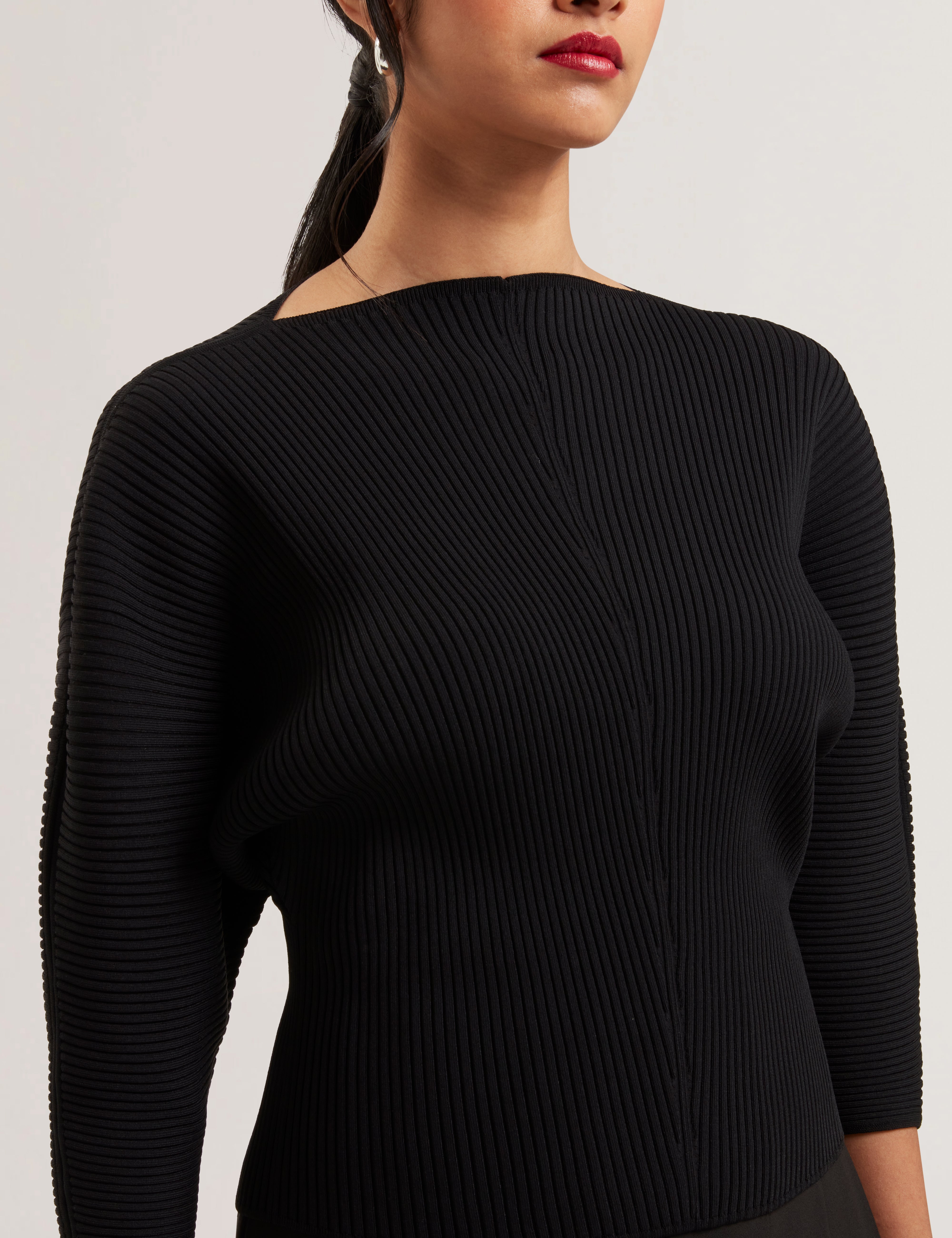 Lilabth Sculptured Rib Sweater Black