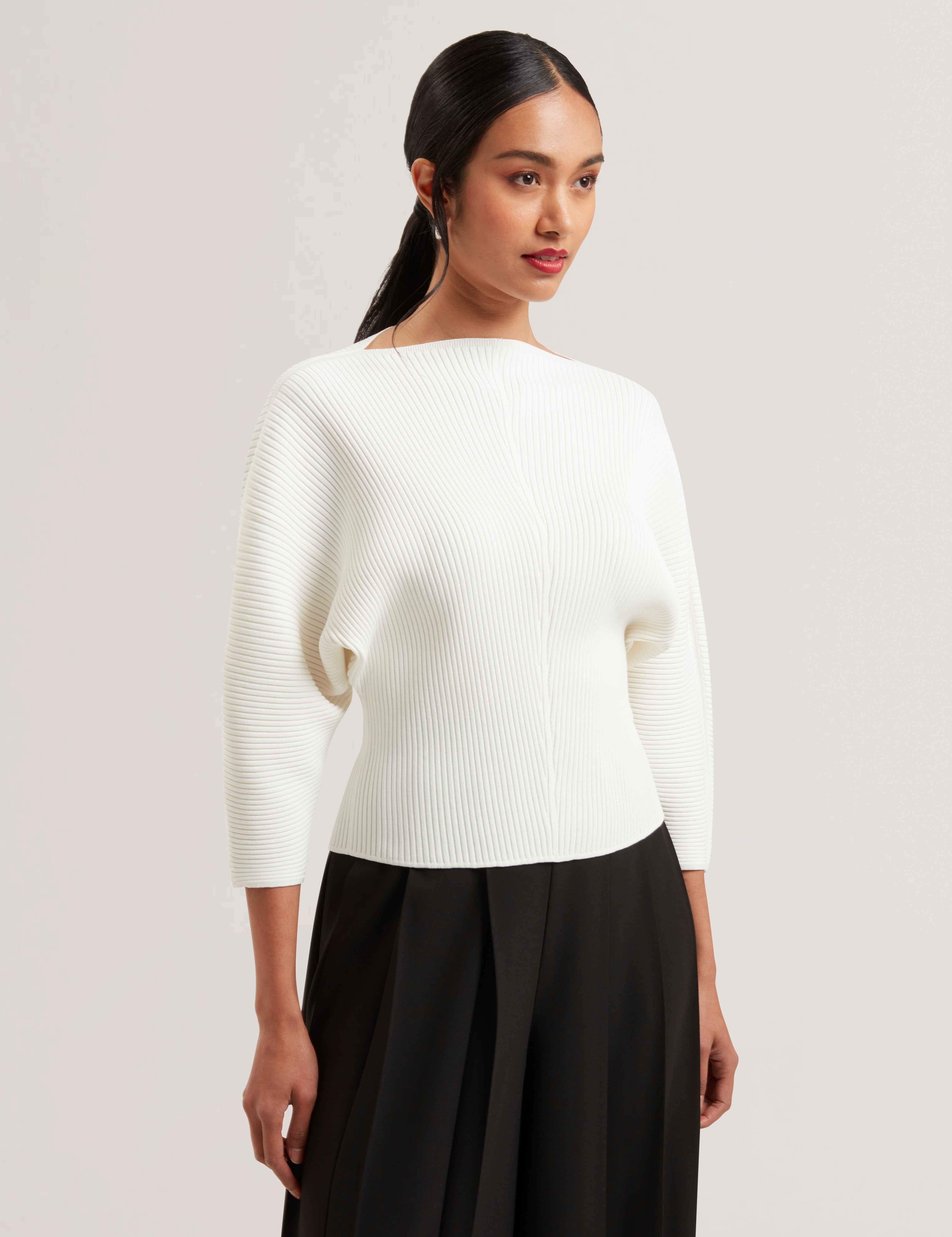 Lilabth Sculptured Rib Sweater Ivory