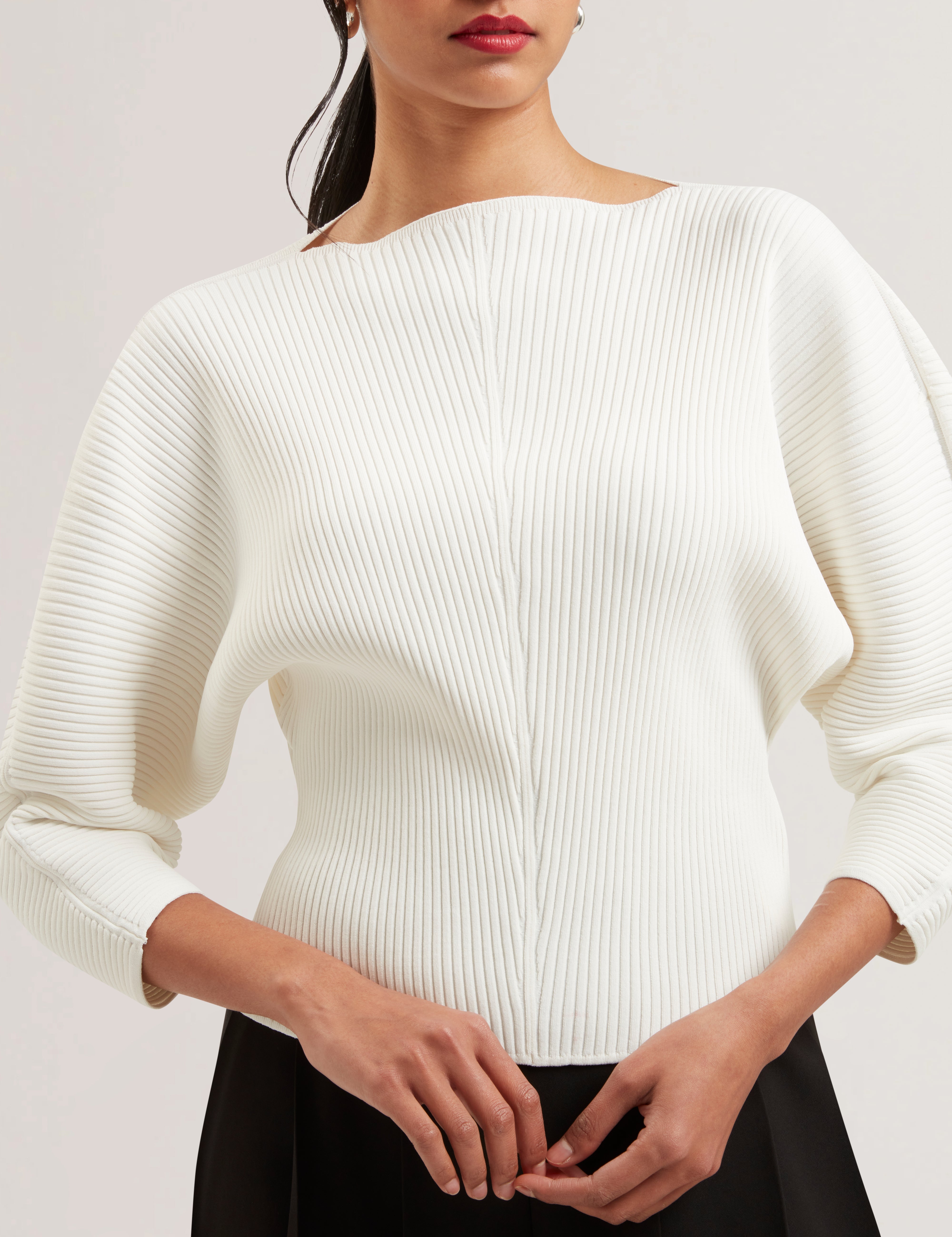 Lilabth Sculptured Rib Sweater Ivory