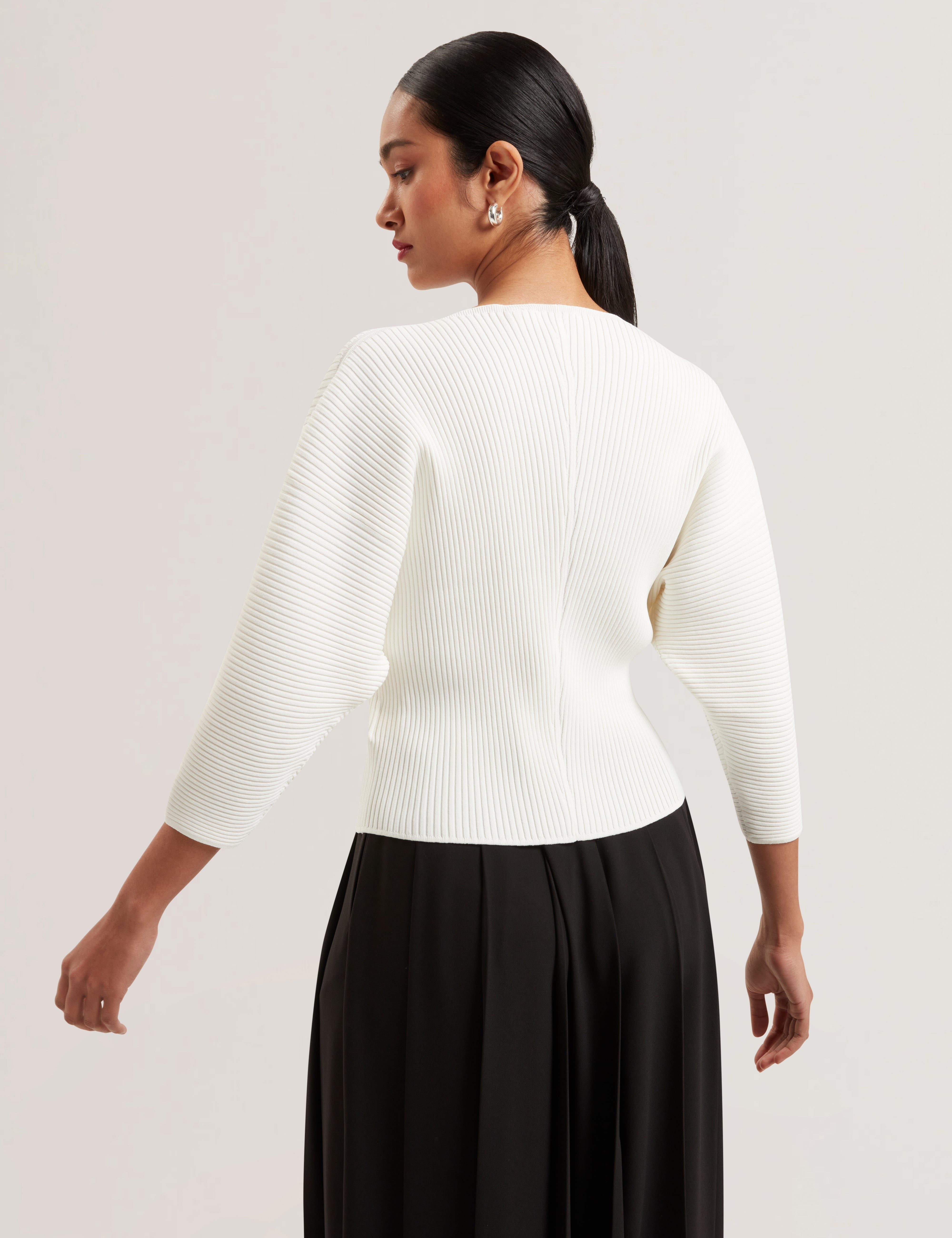 Lilabth Sculptured Rib Sweater Ivory