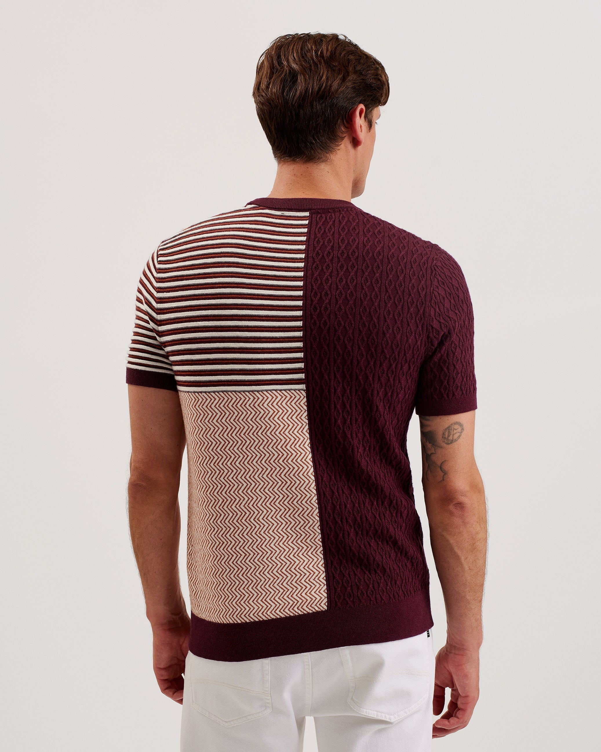 Doorset Ss Regular Multi Stitched T-Shirt Maroon