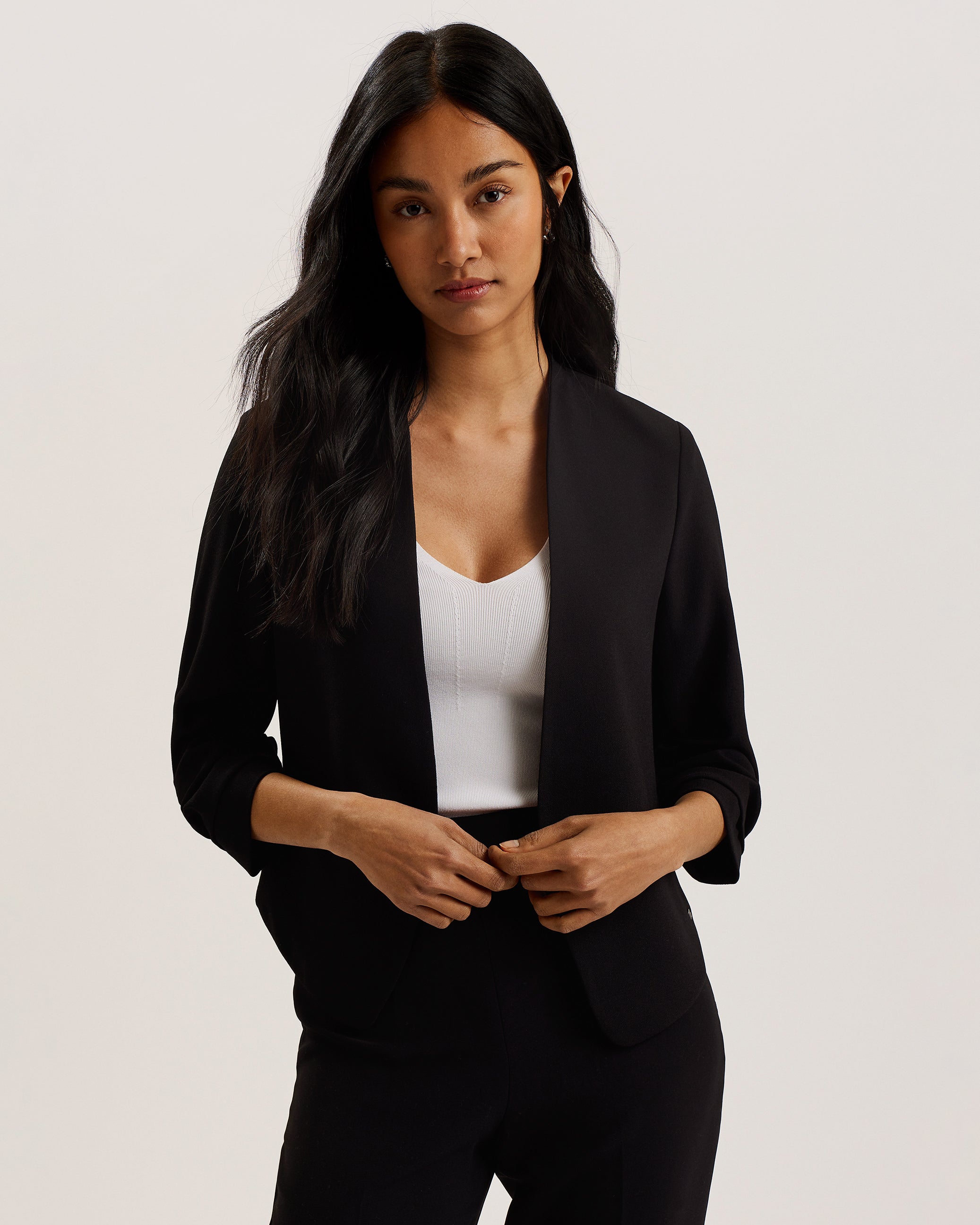 Popsy 3/4 Sleeve Crop Jacket Black