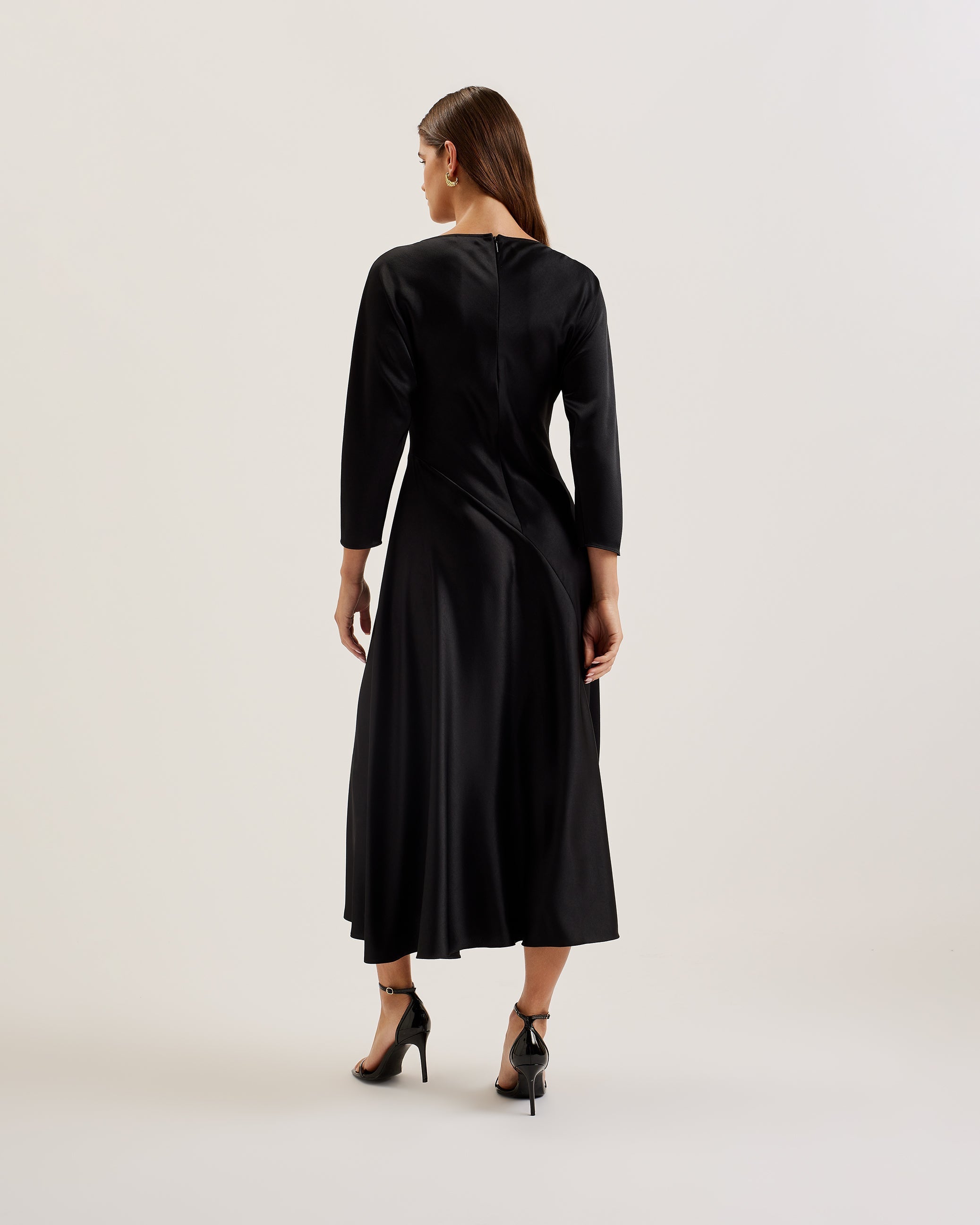 Avelli Curve Seam Detail Midi Dress Black